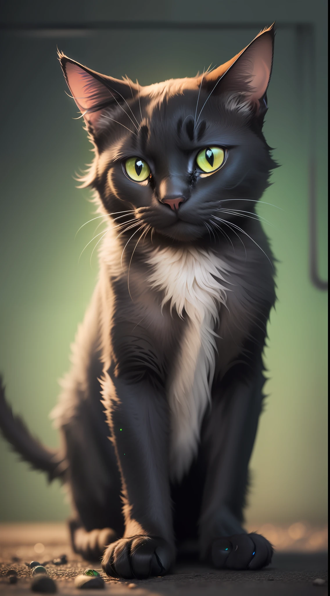 Black cat,black cat in dark night and cat eye is glowing green light, high quality,high resolution,dark background