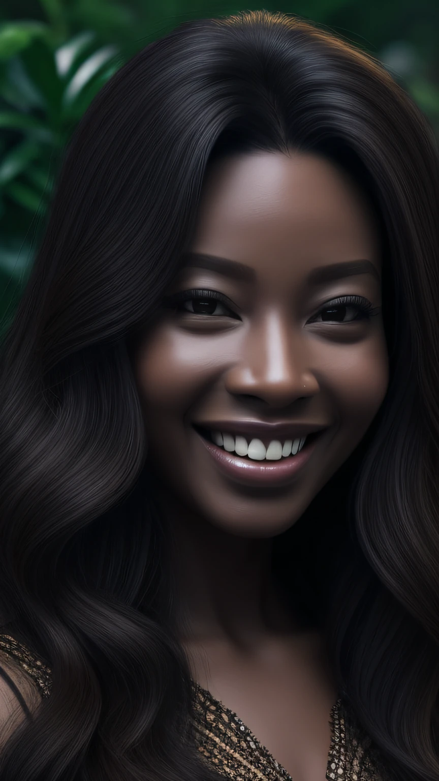 3D a is (((pele morena escura))), (((solo))), telegram sticker, sentada na praia, creating a soft, long dress female, (((retrato realismo))), (girl afro-americana) (((brown hair))), (((close-up afeições faciais detalhadas: 1.15))), (((cabelos mega hair))), freedom, profile image, standing confidently, she is the center of the garden, smiling face, listing image, 8k, dreams 100