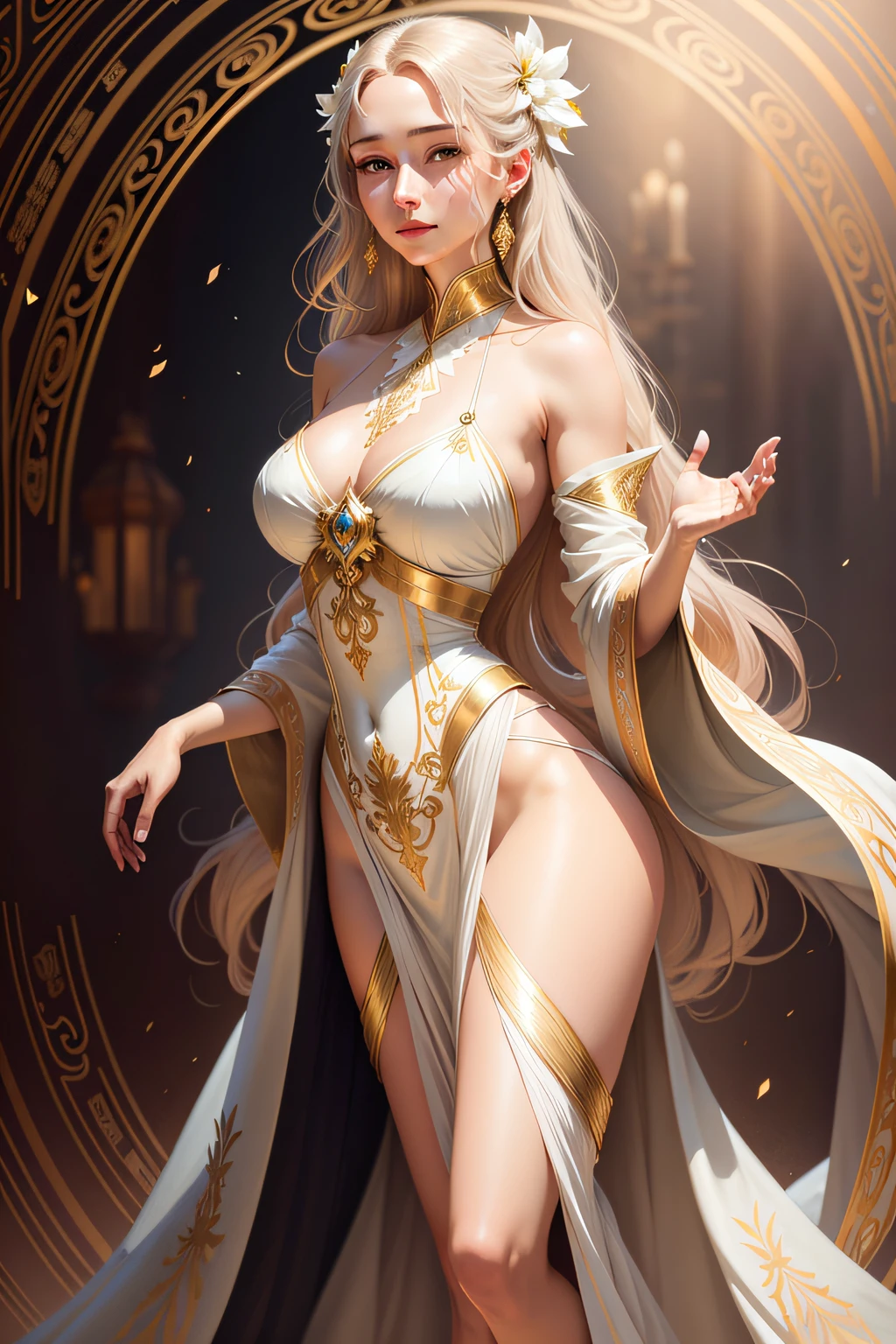 a beautiful latin woman, full body, looking at viewer, symmetric, eyes closed, slight smile, spirtual awakening, intricate details, cosmic, ethereal, mystical, complicated environment, brush stokes, illuminating lights, Greg Rutkowski, RHADS, Beeple, Makoto Shinkai, Lois van Baarle, Ilya Kuvshinov, Rossdraws, Tom Bagshaw, Alfonse Mucha, masterpiece, ultra high res, high quality,FS, albino girl perfect 10 black hair rarpunzel stands in a picturesque avatar forest, cheerful flirts in front of the camera, the body is graceful with small breasts, her legs are slender graceful, the girl looks amazing, the dress is transparent organza with intricate patterns, high-heeled shoes are elegant with gold patterns, sunlight falls from behind creating a light outline around the contours of the girl, in front soft fill light, photorealistic, concept art, (wow effect: 2), site 500px, ((hyper definition details: 2)) --auto --s2