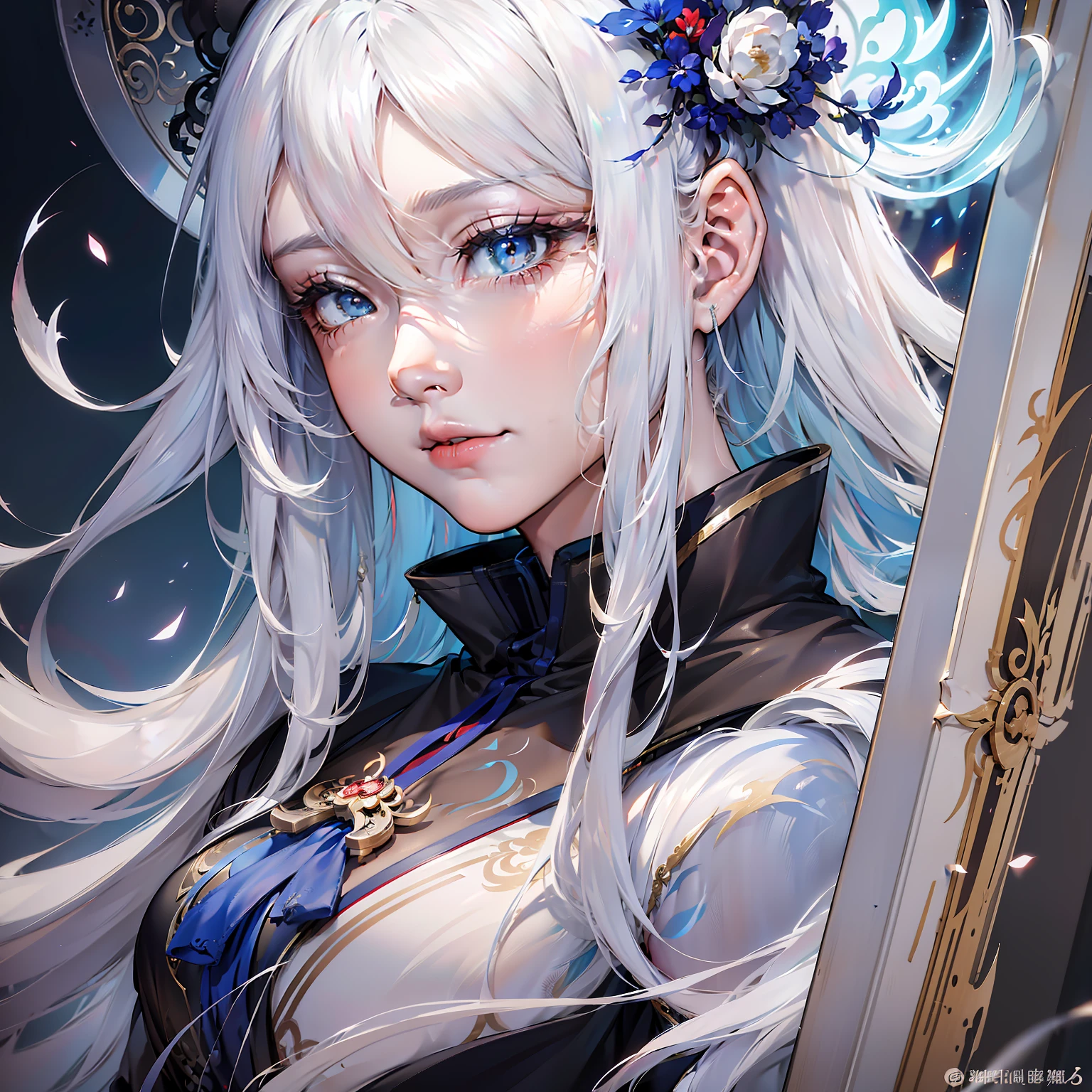 a close up of a woman with white hair and a white mask, beautiful character painting, guweiz, artwork in the style of guweiz, white haired deity, by Yang J, epic exquisite character art, stunning character art, by Fan Qi, by Wuzhun Shifan, guweiz on pixiv artstation