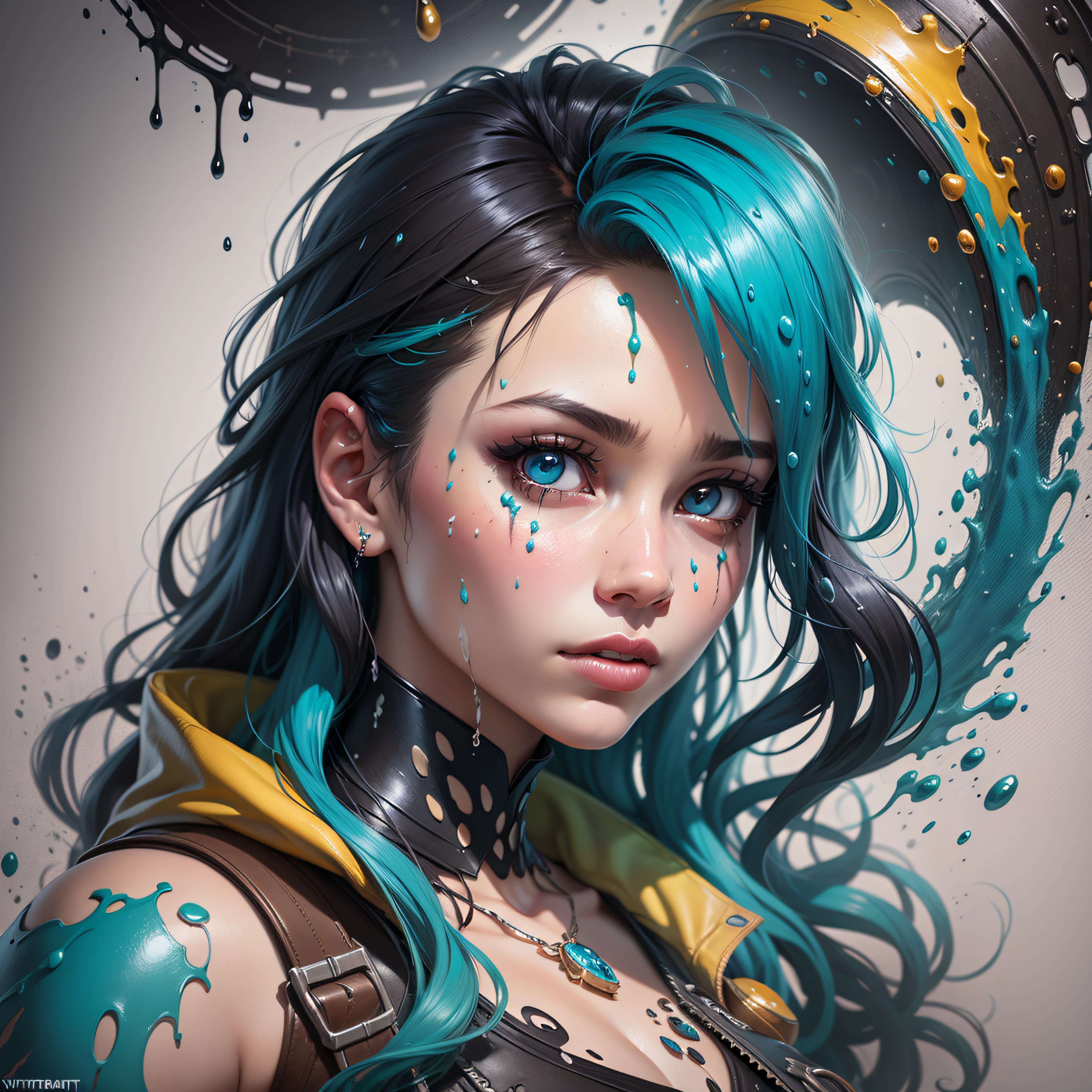 Human skull, Splash art, Fortnite style, portrait poster, ((whitebackground)), splash style of coloful paint, contour, hyperdetailed intricately detailed, unreal engine, fantastical, intricate detail, splash screen, complementary colors, fantasy concept art, 8k resolution, deviantart masterpiece, oil painting, heavy strokes, paint dripping,splash arts
