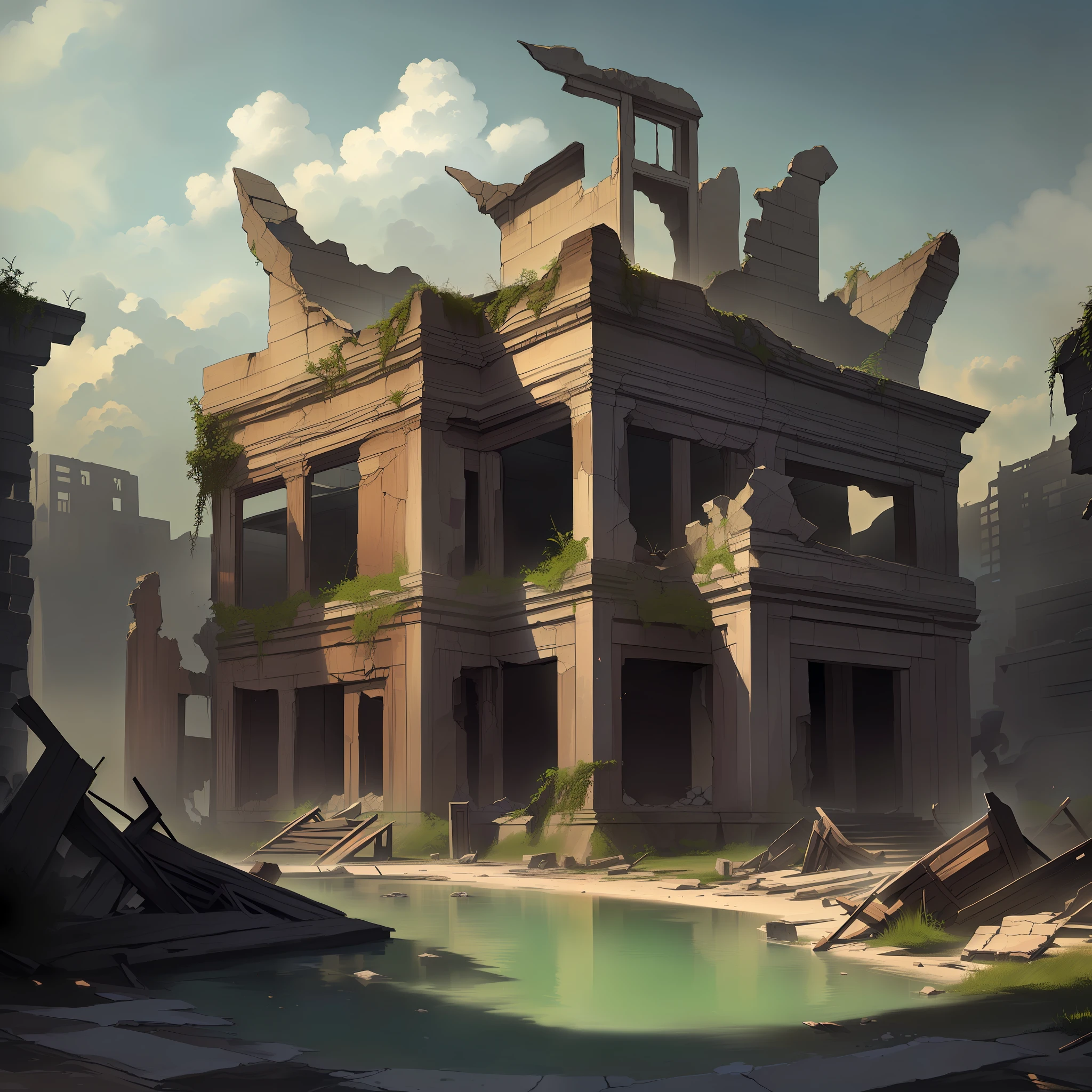 In one picture, the ruins and prosperity of ancient Chinese dynasties appear together,Emphasize the contrast between ruin and prosperity,