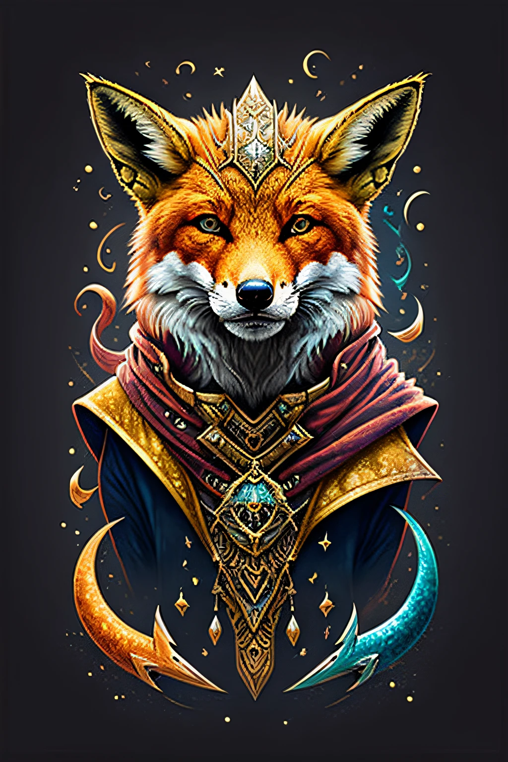 Um design de fox, monstro fantz, rapoza, funny fox, Ultra Detalhado, Pescador, borboleta, raposa sem estilo sylvamagic estilo, cidade do futuro