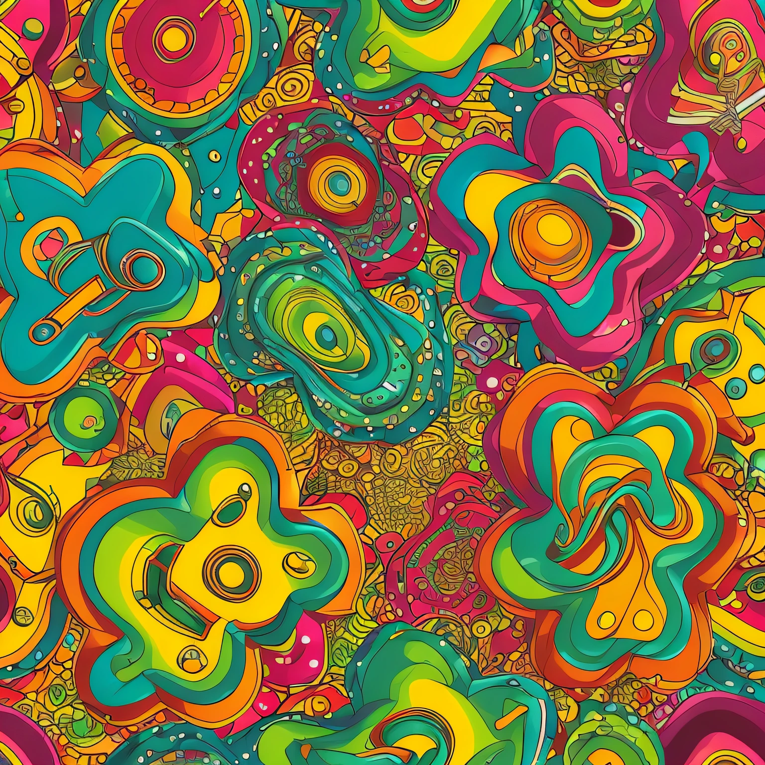 Design colorido, arte vetorial multicolorida, Surreal psychedelic design, psychedelic art style, tema rock music, intricate psychedelic pattern, psychedelic colours, psychedelic background, cogumelo do super mario world, guitarra vintage,