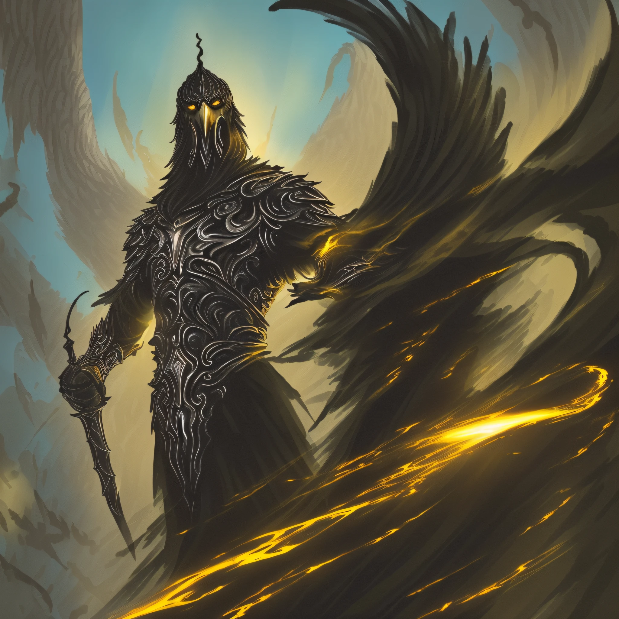 In the gloomy sky, surge uma ave do pesadelo, A black-feathered creature that looks like it came out of a scary tale. Its slender body is covered by a plumage black as night, que reflete uma luz sinistra. Its wings are broad and membranous, lembrando asas de morcego, and his wingspan is impressive.
The bird's beak is sharp like a blade, e seus olhos vermelhos e brilhantes irradiam uma aura de puro medo. Every movement of this creature is agile and silent, como se estivesse mergulhada nas trevas.
Enquanto voa, a ave do pesadelo emite um grasnado agudo e estridente, que ecoa sinistramente pelo ar. Their movements are erratic and unpredictable, como se estivesse constantemente fugindo de algo que a aterroriza. Suas asas batem com rapidez, deixando um rastro fugaz no ar, como se fosse apenas um vislumbre de um pesadelo.
A plumagem negra da ave parece absorver a luz ao seu redor, envolvendo-a in a cloak of deep darkness. Quando pousa em um galho, seu corpo se contorce de maneira inquietante, e suas penas arrepiadas parecem criar uma aura aterrorizante ao seu redor.
His piercing gaze is capable of sending shivers down the spine of anyone who dares to stare-la. His presence emanates a sense of imminent danger, como se carregasse consigo os medos mais sombrios e ocultos.
The nightmare bird flies swiftly through the skies, deixando uma trilha de penumbra e inquietude por onde passa. Seus grasnados ecoam como avisos de terror iminente, and his sinister presence remains in the memory of those who dared to cross his path.