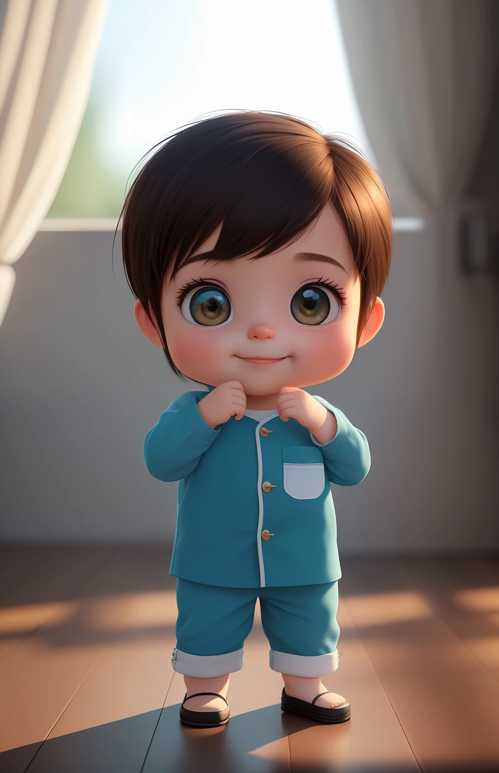 (masterpiece), (best quality), (ultra-detailed), (full body:1.2), Super cute, Baby, Pixar, Baby panda in pajamas, Big bright eyes, Fluffy, Smile, Delicate and fine, Fairy tales, Incredibly high detailed, Pixar style, Bright color palette, Natural light, Simple background with pure color, Octane render, Trending on Artstation, Gorgeous, Ultra wide angle, 8k, HD, Realistic