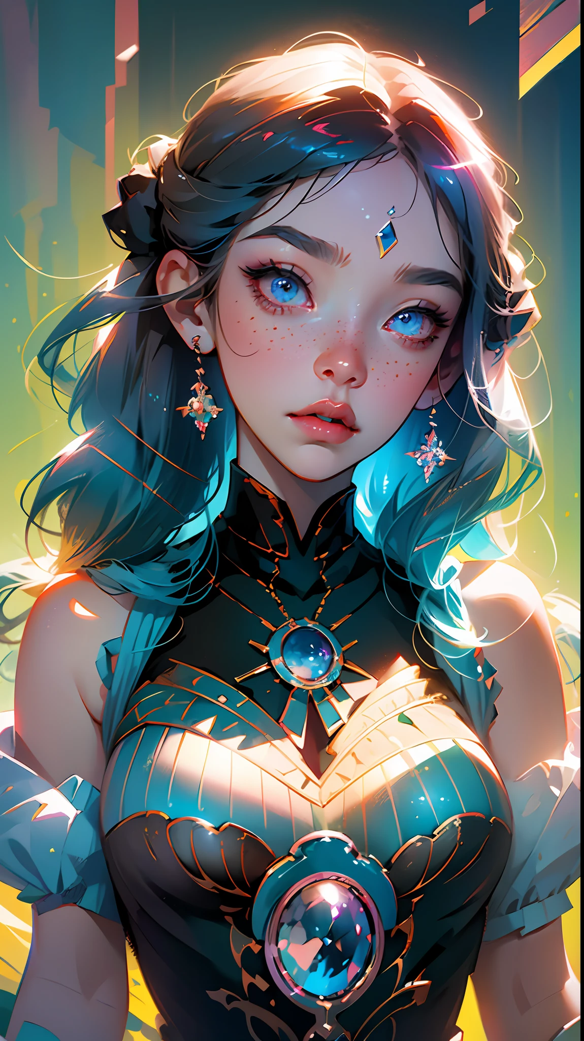 Masterpiece, Best Quality, Mystical Purple Hair Color, Enigmatic and Mysterious, Elaborate Braid with Amethyst Jewels, Enchanting Violet Eye Color, Holographic, 1 Valkyrie, Svava, Turning Head, Bewitching Glance, Mysterious Aura, Moonlit Grove, Staff, sorceress, shadows, (mystery:0.7), (from the moonlight:0.7)