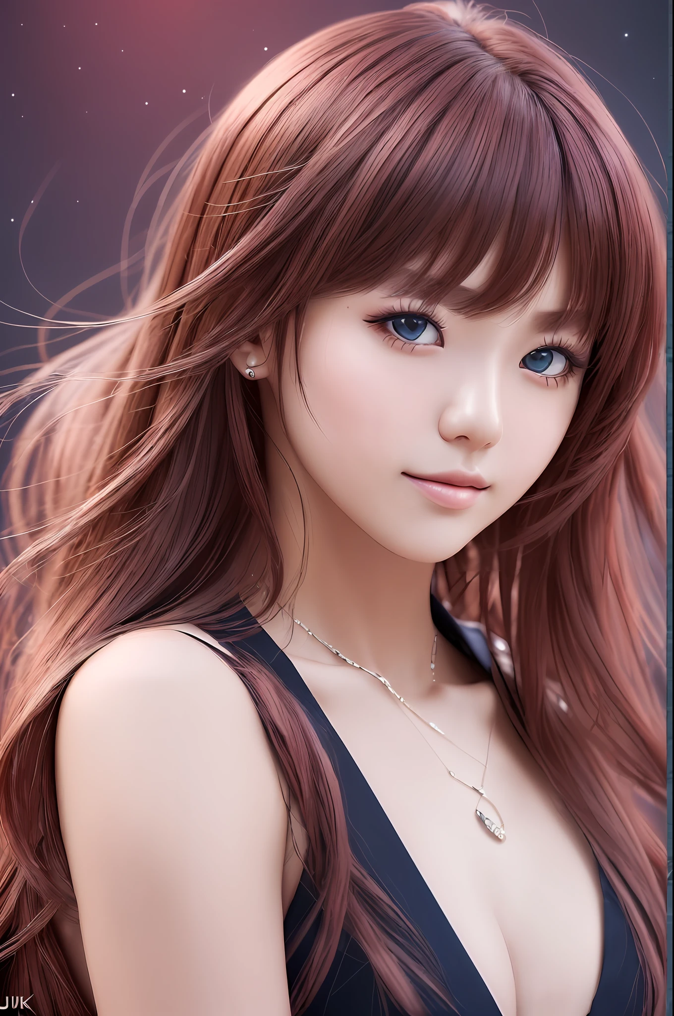 absurdres, young Elena Temnikova, star eye, blusher, (realisti:1.5), (巨作, чрезвычайно детализированные обои CG unity 8k, Best qualities,
high resolucion:1.2), (ultra_Detailed, UHD:1.2), (pixiv:1.3), perfect lighting, Distinct, looking at viewer,
Unreal engine, sidelighting, picture-perfect face, Detailed Face, pretty eyes, handsome face, (Bright skin: 1.3), idol,
(abs), ulzzang-6500-v1.1, soft smile, upper-body, (dark red hair), (Simple background), ((Dark background)), (dof)