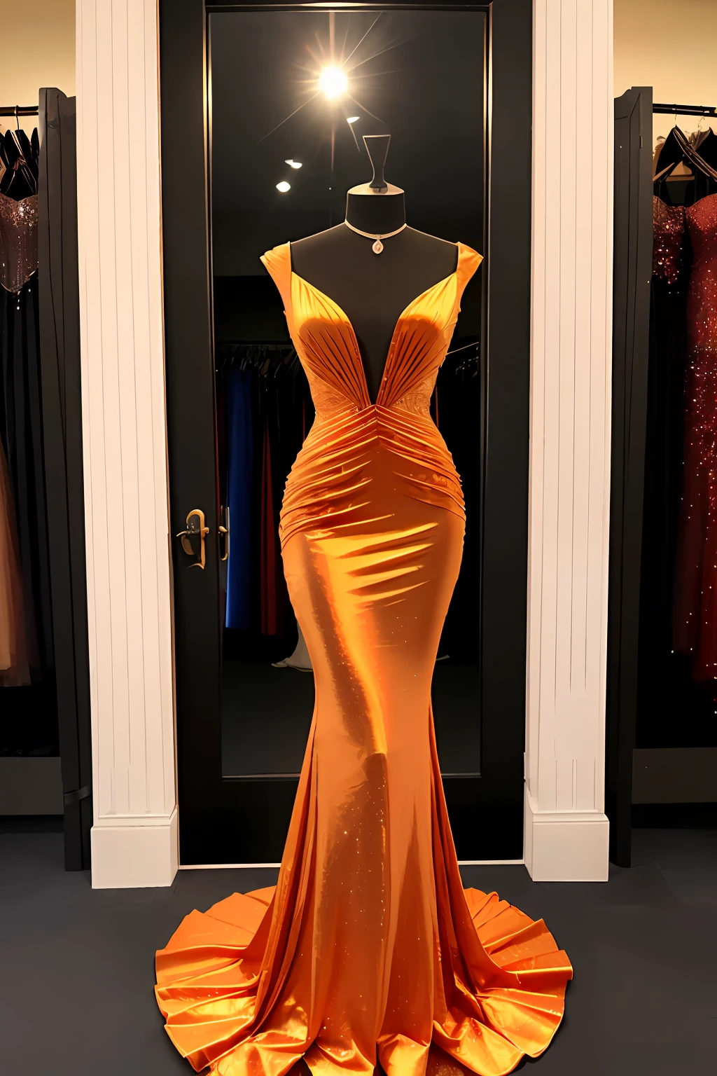 Orange evening gown black woman