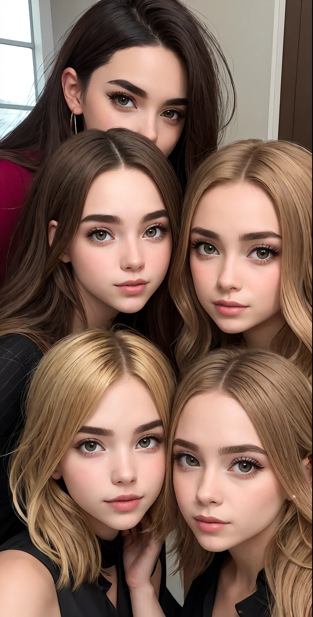 Tres mujeres con cabello largo y rubio de pie frente a un esp ejo, 3 hermanas se miran en el espejo, con cabello largo y ru bio, Videos de TikTok, Caras preciosas, rubio, 3 young and b
eautiful women, beautiful gemini twins, Chicas lindas, Caras perfectas, suave en _ Los antecedentes, con el pelo rubio m uy largo, Chicas hermosas, Cabello rubio largo y lacio, Caras