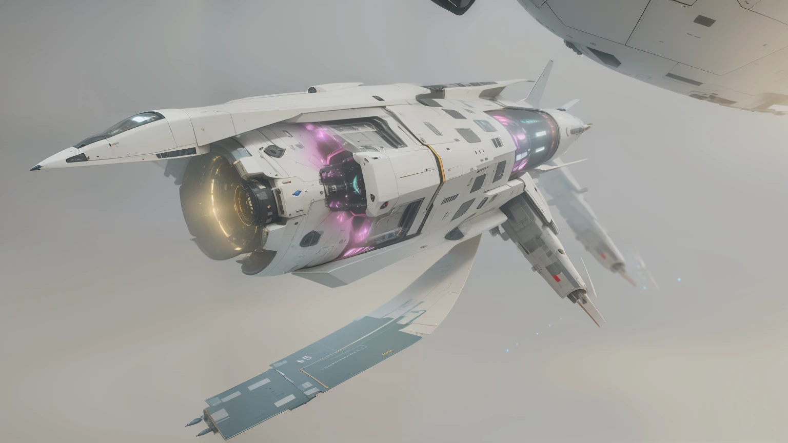 there is a futuristic looking spaceship flying through the air, Nave estelar futurista, Nave espacial futurista, SCIFI spacecraft, Arte conceitual da nave espacial, nave espacial detalhada, spaceship flies in the distance, sci-fi spaceship, sci - fi: Nave espacial em combate, Octane Render Sci - FI, star citizen concept art, star citizen digital art, Kitbash futurista, neofuturista altamente detalhado, arte conceitual 8 k --auto