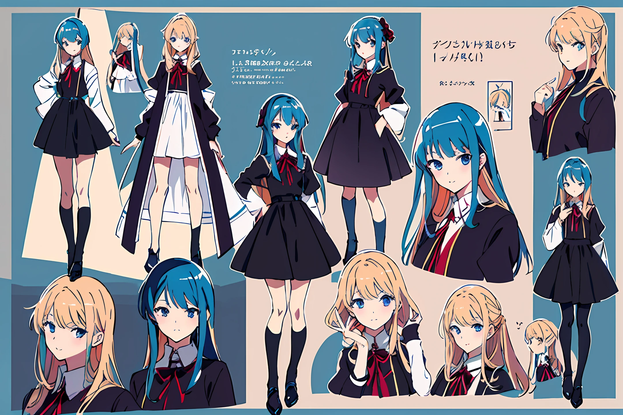 a close up of a person with different poses and expressions, shoujo manga character design, anime character reference sheet, visual anime de uma menina bonito, design de personagens de anime, Estilo de conjunto de anime, Estilo de cor Aya Takano, Melhor Design de Personagens de Anime, Estilo anime, Personagem de anime feminino, personagem estilo anime, design de personagens de anime bonito, Anime Concept Art, arte de personagens de anime