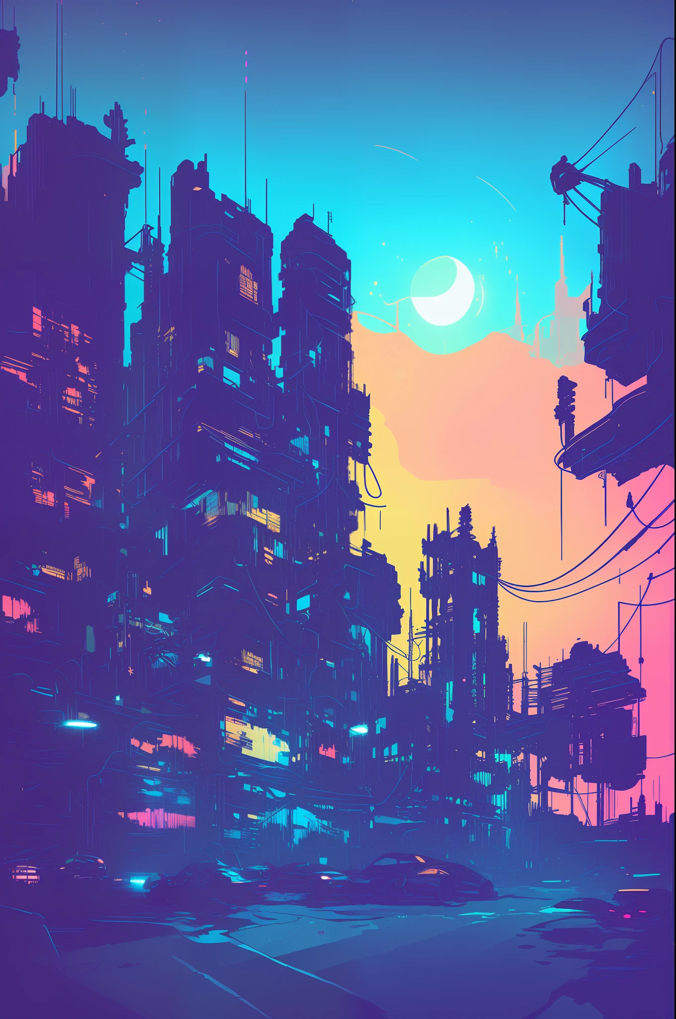(nvinkpunk:1.2) (snthwve style:0.8) wolf, anthro, lightwave, sunset, intricate, highly detailed