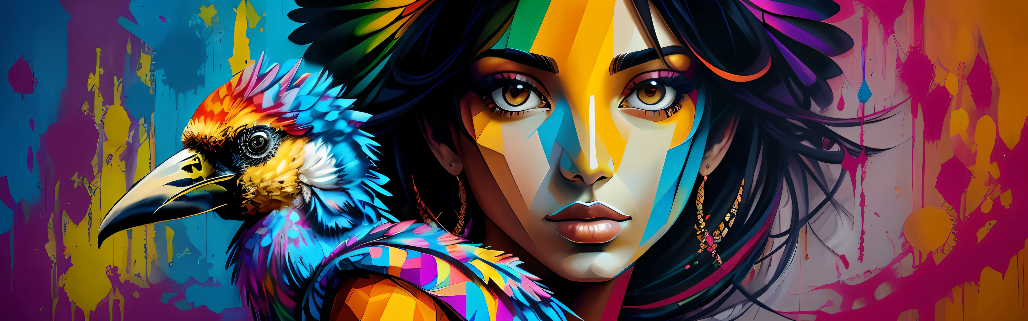 (Guacamayo), Acolchado Eduardo Kobra ,wall PORTRAIT geometric multidimensional, arte, mujer hermosa,
yang08k, Beautiful, De color,
Obras maestras, Calidad superior, La mejor calidad, Arte Oficial, beautiful and aesthetic,