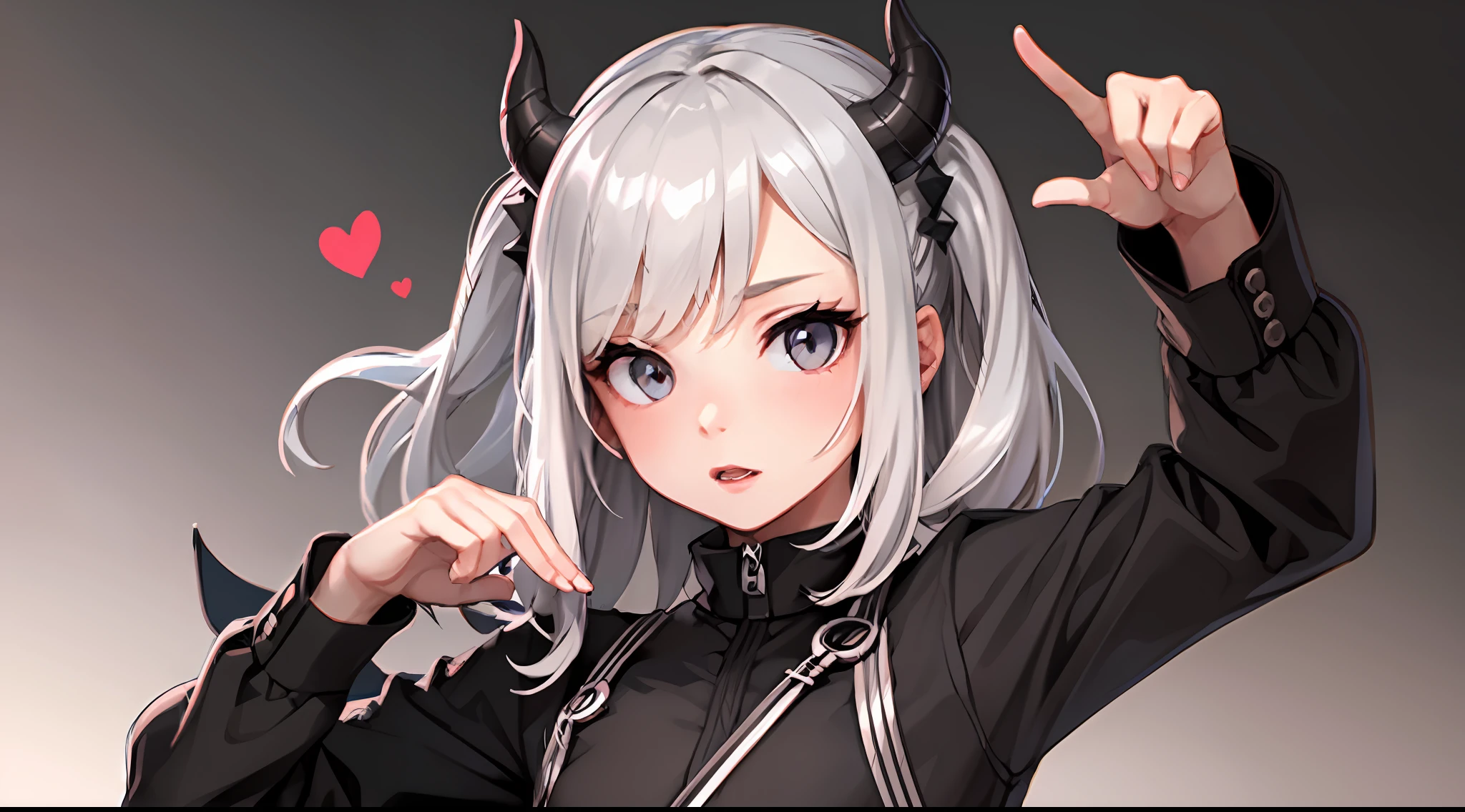 Small devil a beautifulchi girl Gray background