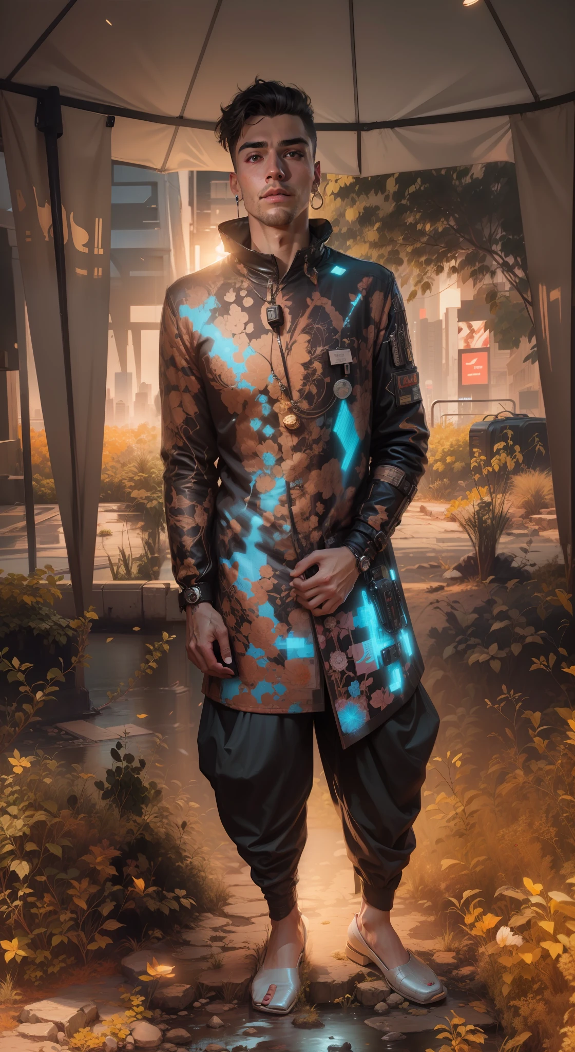 Change background cyberpunk handsome boy, realistic face, 8k ultra realistic