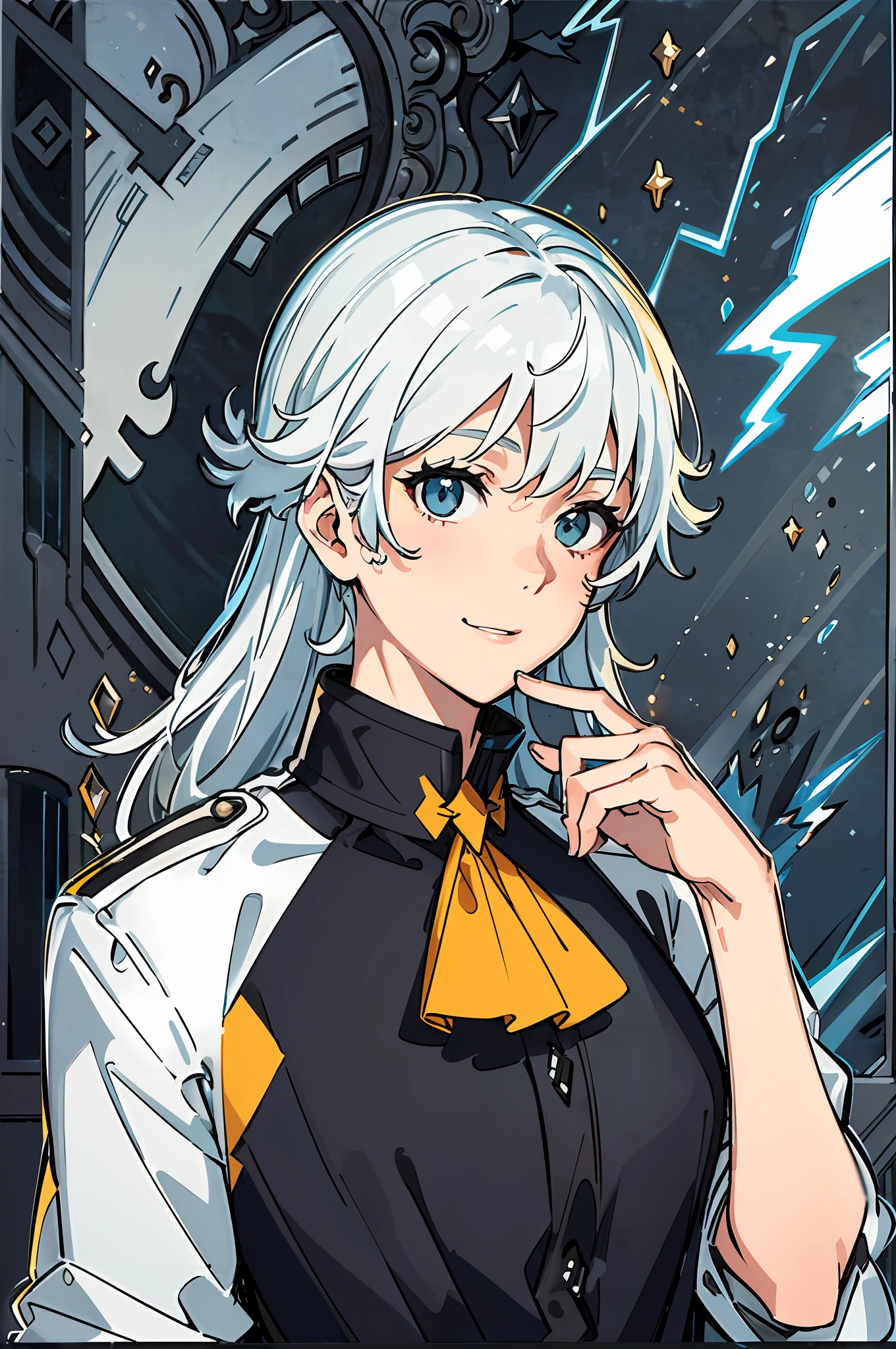 (A oscuras: 1.6), retrato femenino surrealista de David Hockney y Alphonse Mucha, Fantasy art, fotorrealismo, dinamic lighting, Artstation, poster, volumetric lightning, Caras muy detalladas, sonrisa, 4k, premiado, 1girl, En la oscuridad, Sombra profunda, discreto, Disparo de vaquero, (Uniforme de azafata: 1.4), pelo corto, por el blanco, busto, Terminal.