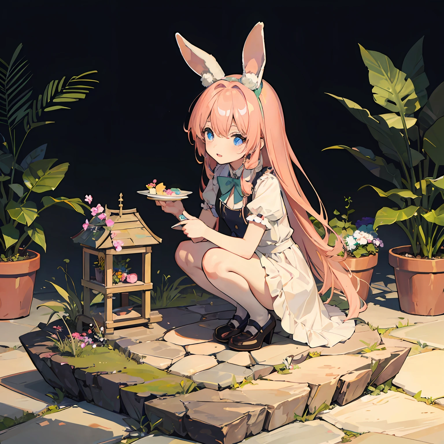 miniature garden Rabbit eared girl Masterpiece Quality