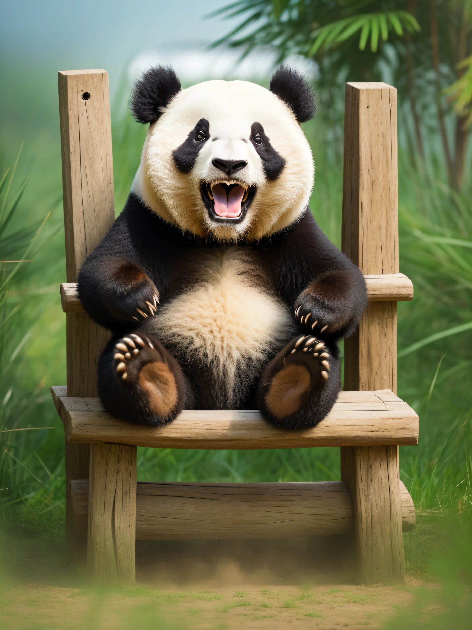 Panda bursting out laughing