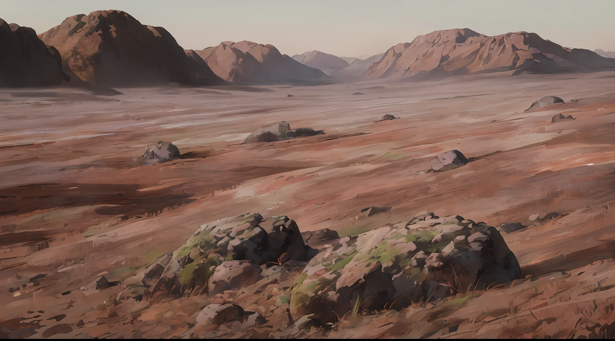 barren landscape, gray wasteland, Rocky moorland, paisaje desolado, gloomy landscape, barren wasteland, desolate gloomy planet, Antecedentes del campo de batalla, apocalypse landscape, bleak apocalyptic environment, barren moon landscape, desolate empty wasteland,
