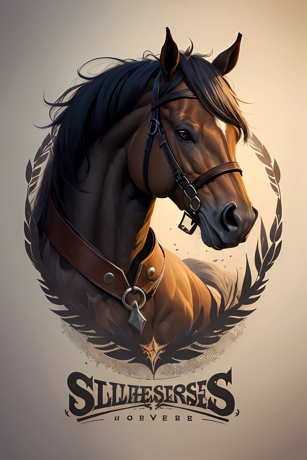 Logo on vector horsehead, silhuetas, vetorial, Wild West Stile, Faroeste, moldura redonda, cinematographic, geometric shapes