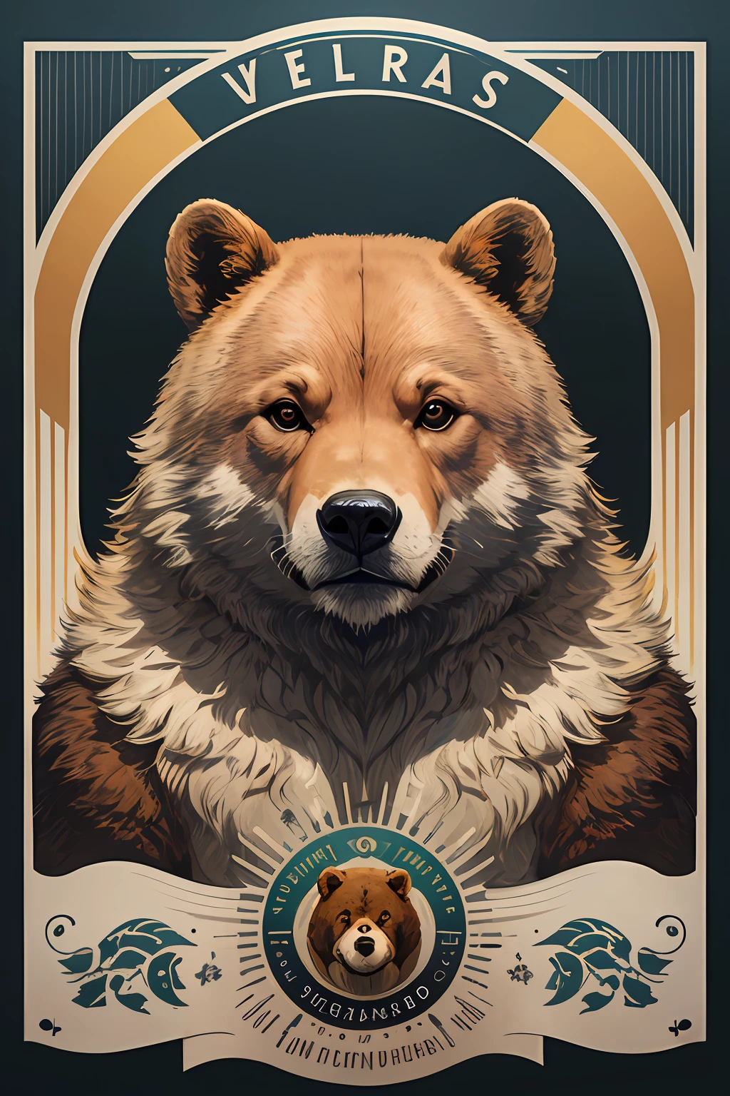 Logotipo em urso, silhuetas, Estilo Velho Oeste, moldura redonda, Wordless poster