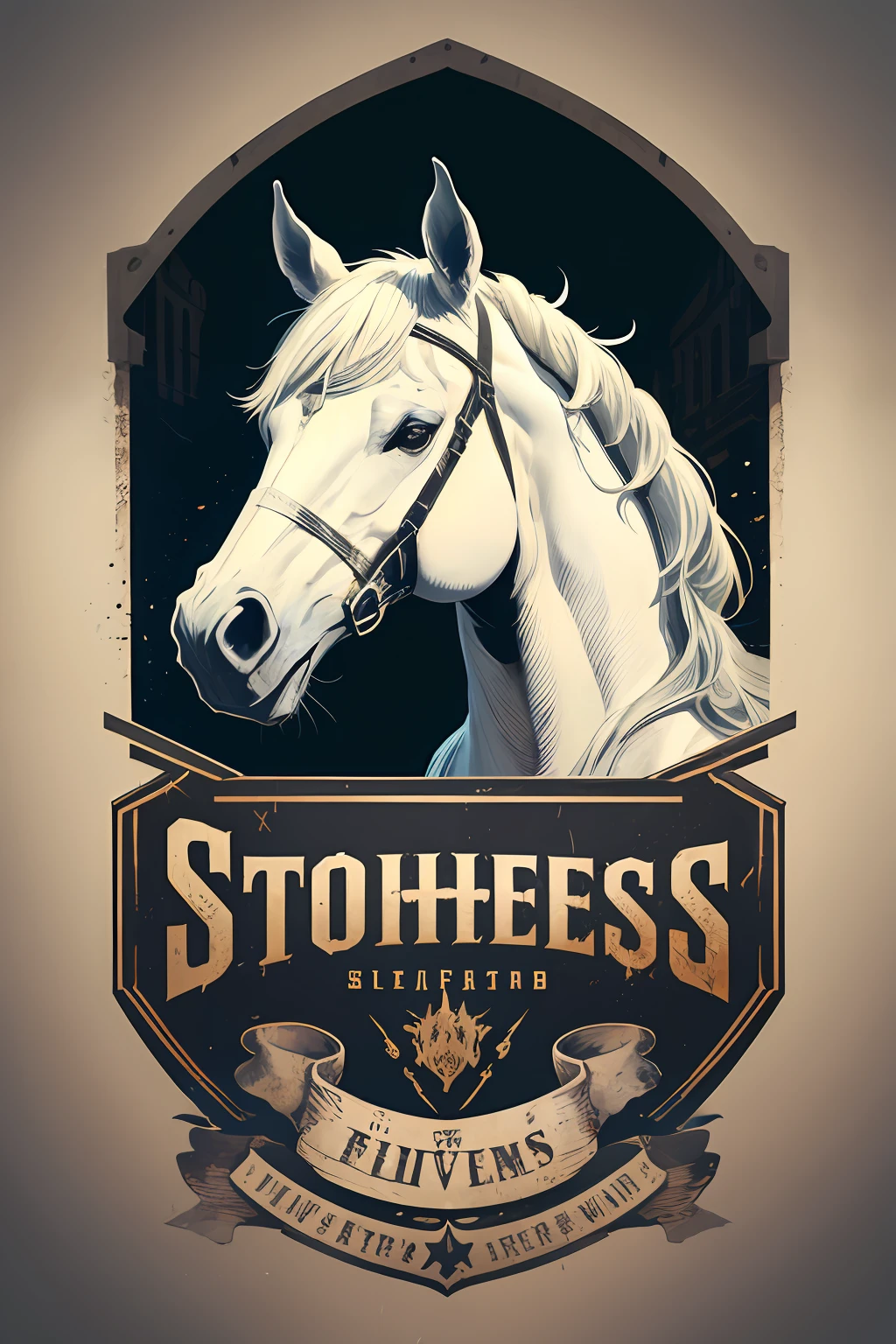 Logo on vector horsehead, silhuetas, vetorial, Wild West Stile, Faroeste, moldura redonda, cinematographic, geometric shapes