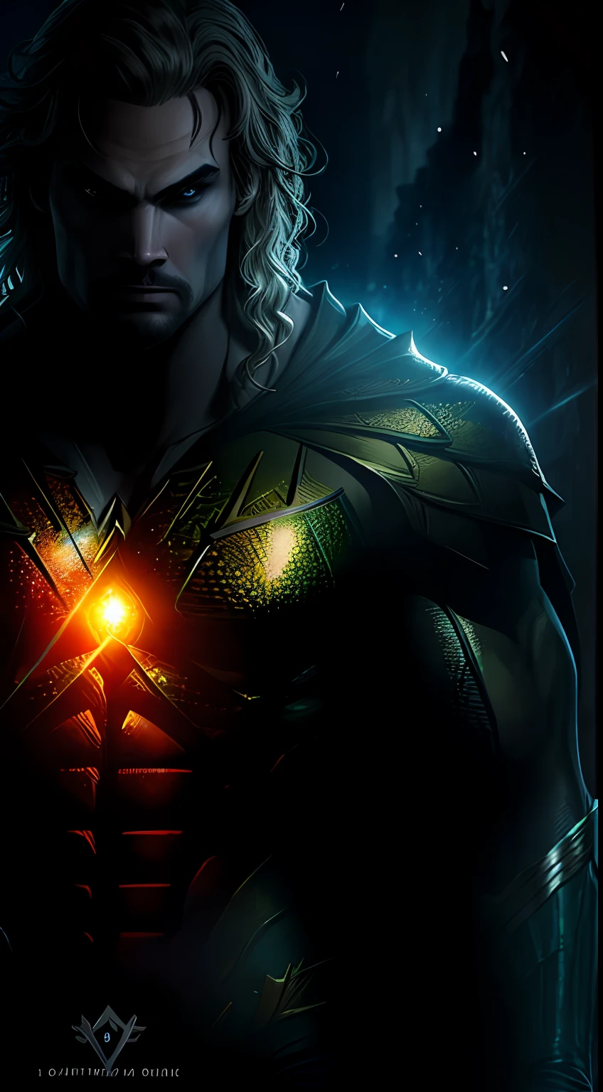 (dark shot: 1.1), epic realistic, Aquaman in the dark with glowing eyes and glowing cape, soft cinematic light, Adobe Lightroom, darkroom, HDR, intricate, highly detailed, (depth of field: 1.4), hyper-detail (artstation: 1.4), cinematic, warm light, dramatic light (complex details: 1.1)