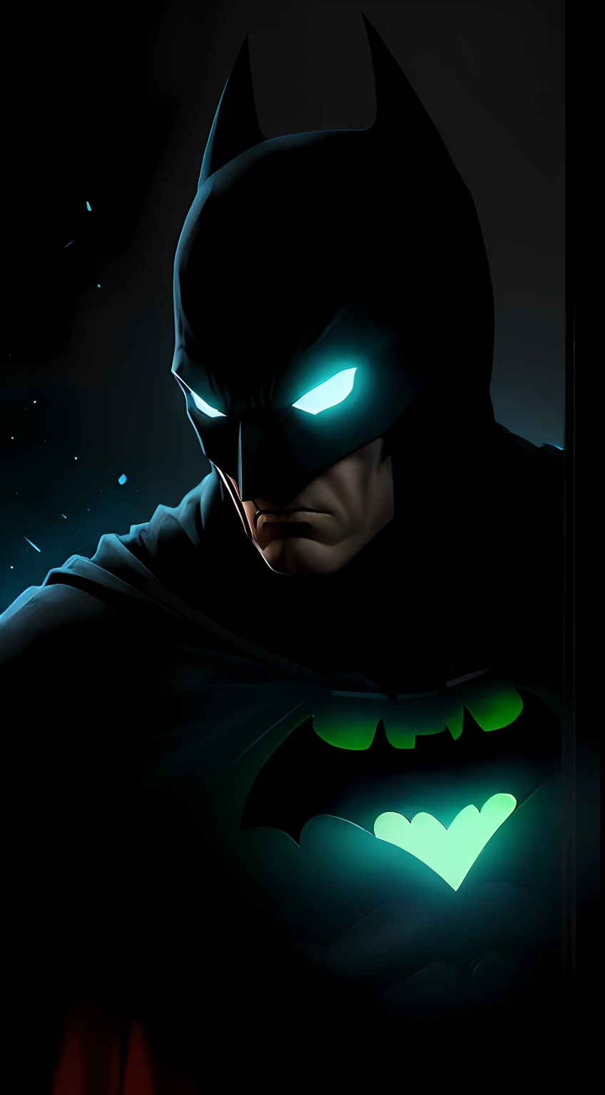 (dark shot: 1.1), epic realistic, Batman in the dark with glowing eyes and glowing cape, soft cinematic light, Adobe Lightroom, darkroom, HDR, intricate, highly detailed, (depth of field: 1.4), hyper-detail (artstation: 1.4), cinematic, warm light, dramatic light (complex details: 1.1)
