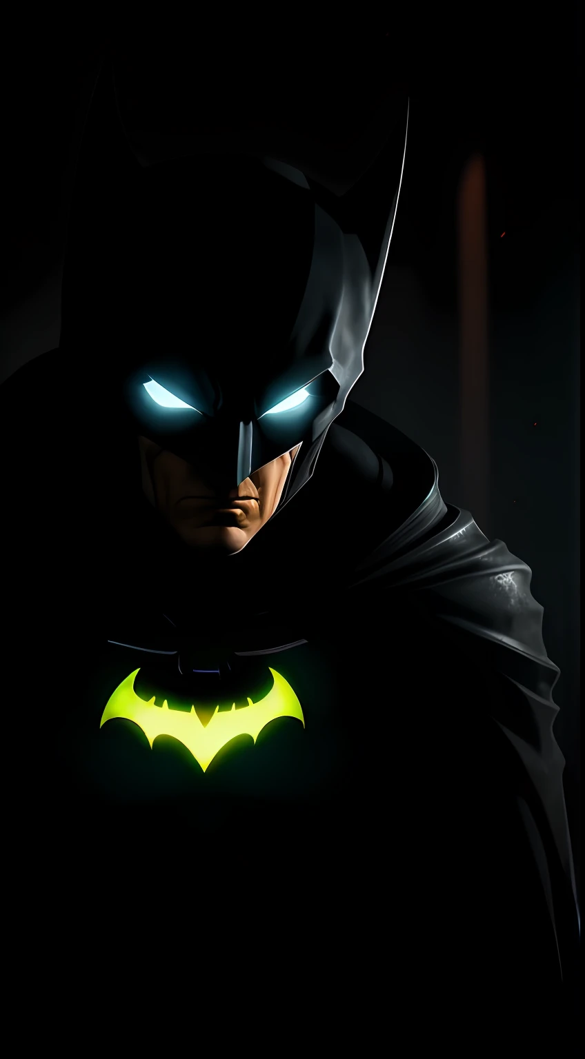 (dark shot: 1.1), epic realistic, Batman Beyond in the dark with glowing eyes and glowing cape, soft cinematic light, Adobe Lightroom, darkroom, HDR, intricate, highly detailed, (depth of field: 1.4), hyper-detail (artstation: 1.4), cinematic, warm light, dramatic light (complex details: 1.1)