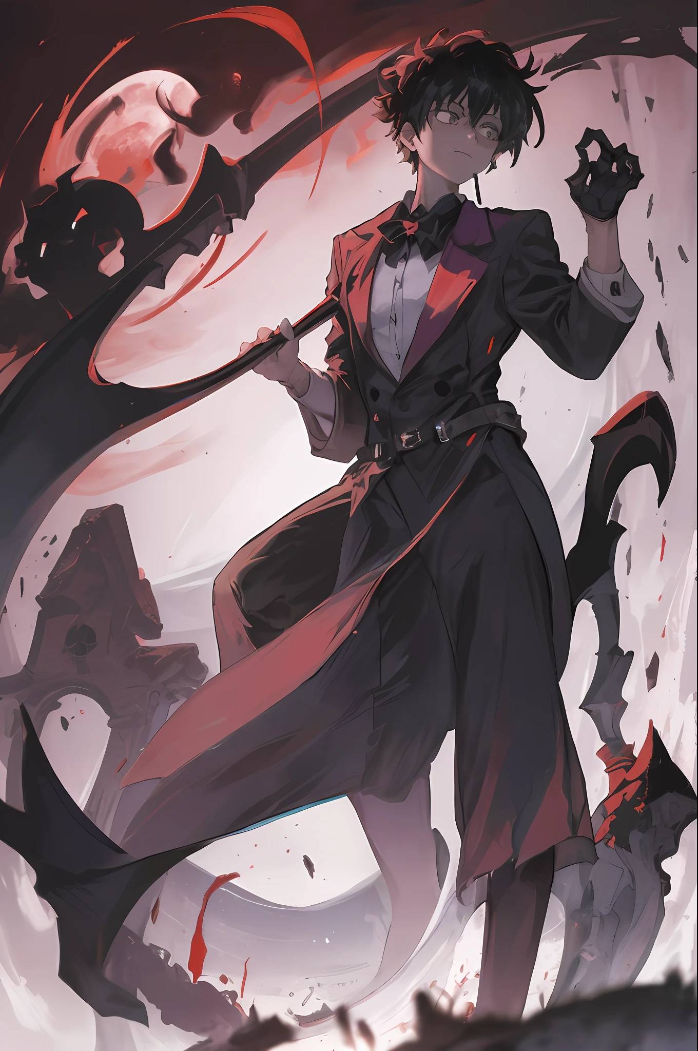 "((best quality+masterpiece)),(an extremely delicate and beautiful),(high resolution+ultra-detailed),Izuku Midoriya,(grim reaper+plague doctor's clothes+scythe),(cementary+crimson moonlight) ((floating in the air+dynamic pose+dark & mysterious))"