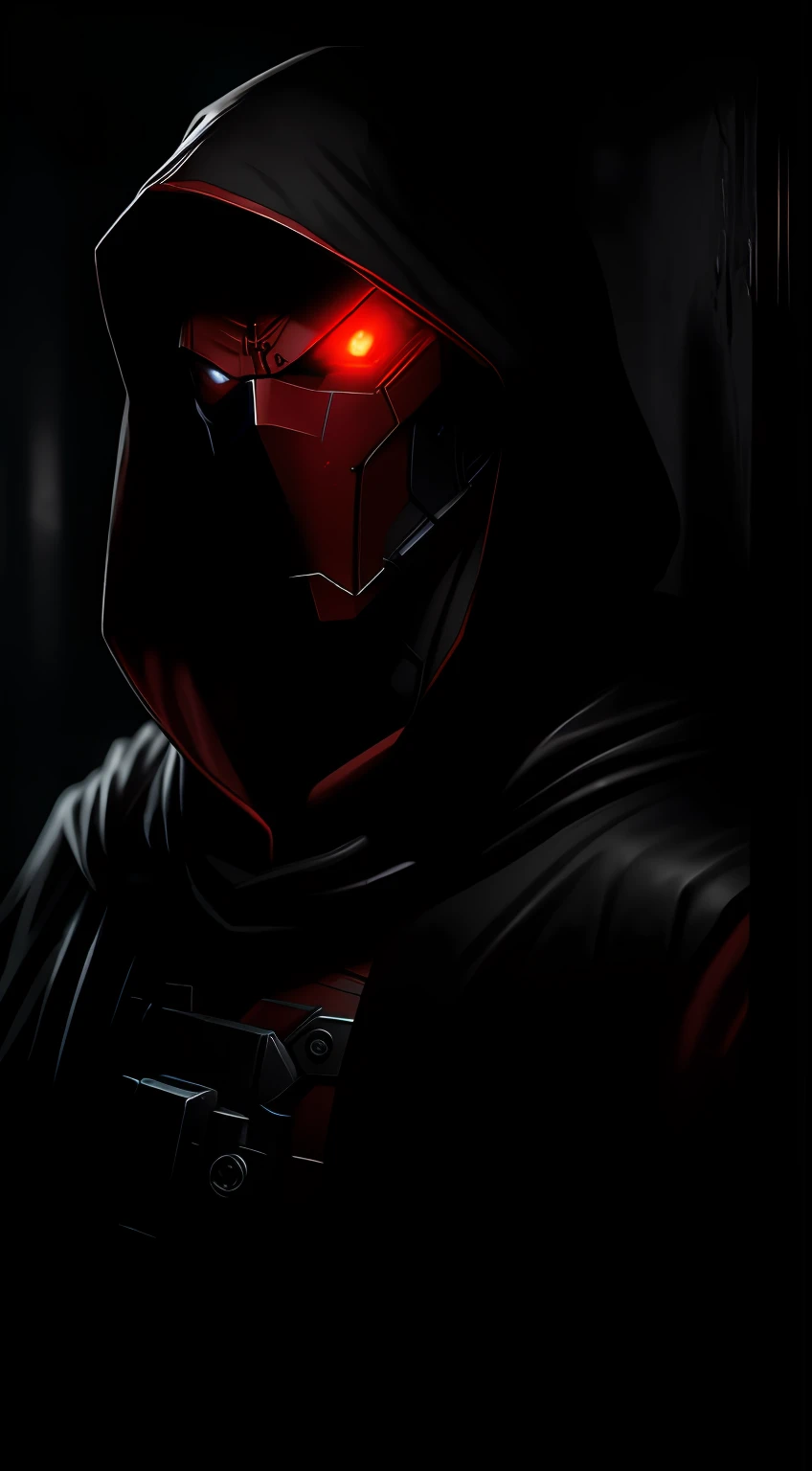 (dark shot: 1.1), epic realistic, Red Hood in the dark with glowing eyes and glowing cape, soft cinematic light, Adobe Lightroom, darkroom, HDR, intricate, highly detailed, (depth of field: 1.4), hyper-detail (artstation: 1.4), cinematic, warm light, dramatic light (complex details: 1.1)