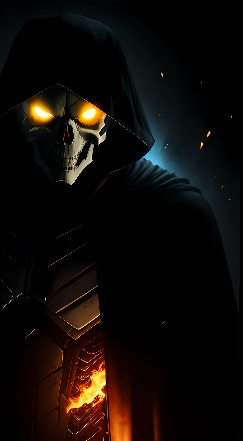 (dark shot: 1.1), epic realistic, Ghost Rider in the dark with glowing eyes and glowing cape, soft cinematic light, Adobe Lightroom, darkroom, HDR, intricate, highly detailed, (depth of field: 1.4), hyper-detail (artstation: 1.4), cinematic, warm light, dramatic light (complex details: 1.1)