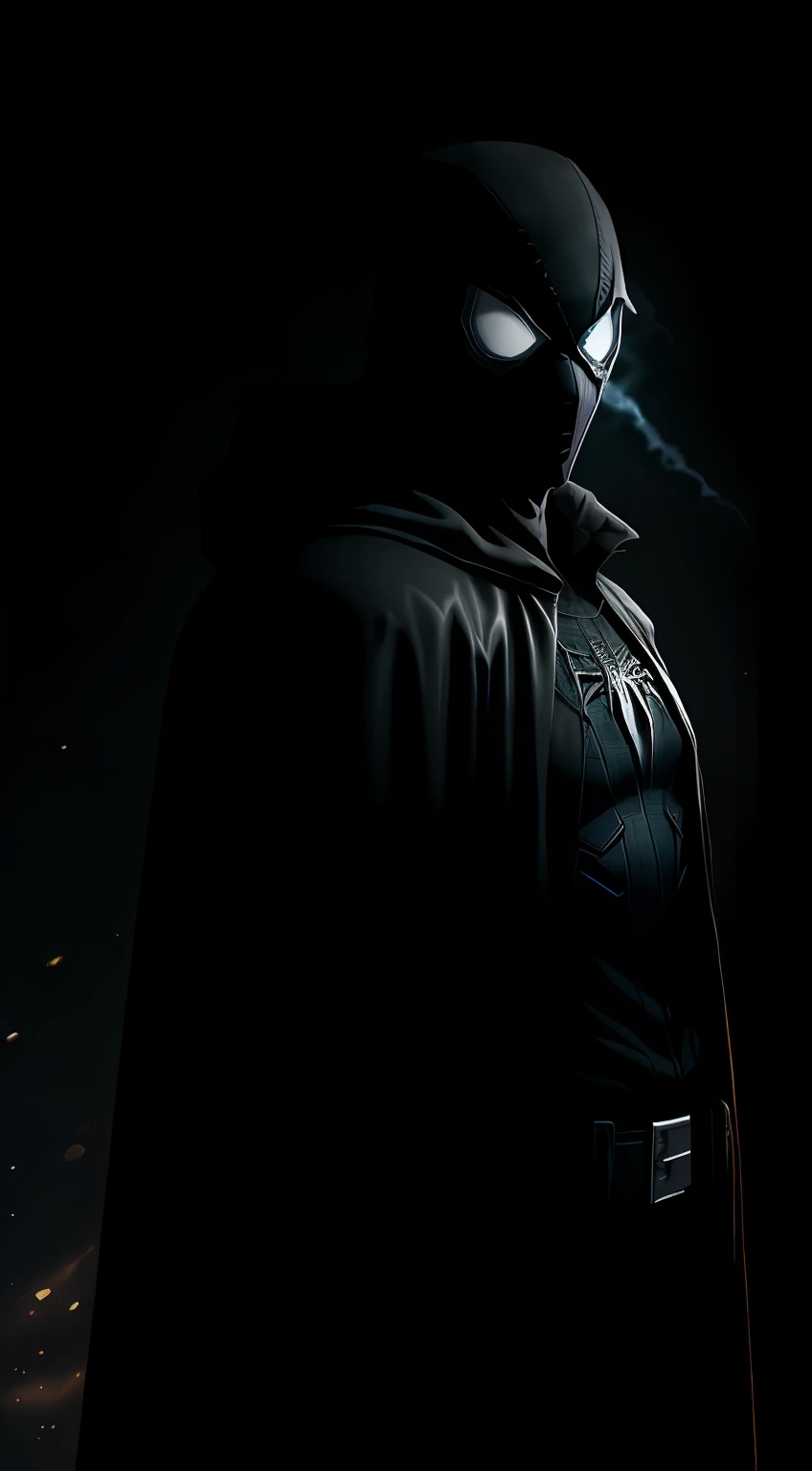 (dark shot: 1.1), epic realistic, Spider-Man Noir in the dark with glowing eyes and glowing cape, soft cinematic light, Adobe Lightroom, darkroom, HDR, intricate, highly detailed, (depth of field: 1.4), hyper-detail (artstation: 1.4), cinematic, warm light, dramatic light (complex details: 1.1)