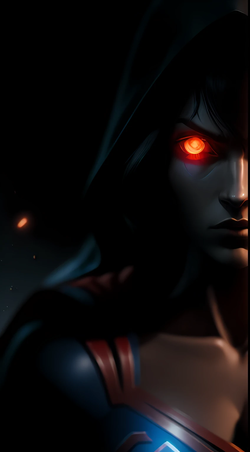 (Dark shot: 1.1), Epic Realistic, Terminator Supergirl in the dark with glowing eyes and glowing cape, soft cinematic light, Adobe Lightroom, photolab, HDR, intricated, Highly detailed, (dof: 1,4), hyper-detail (artstation: 1,4), cinematic, warm lights, Dramatic light (intricate details: 1,1)