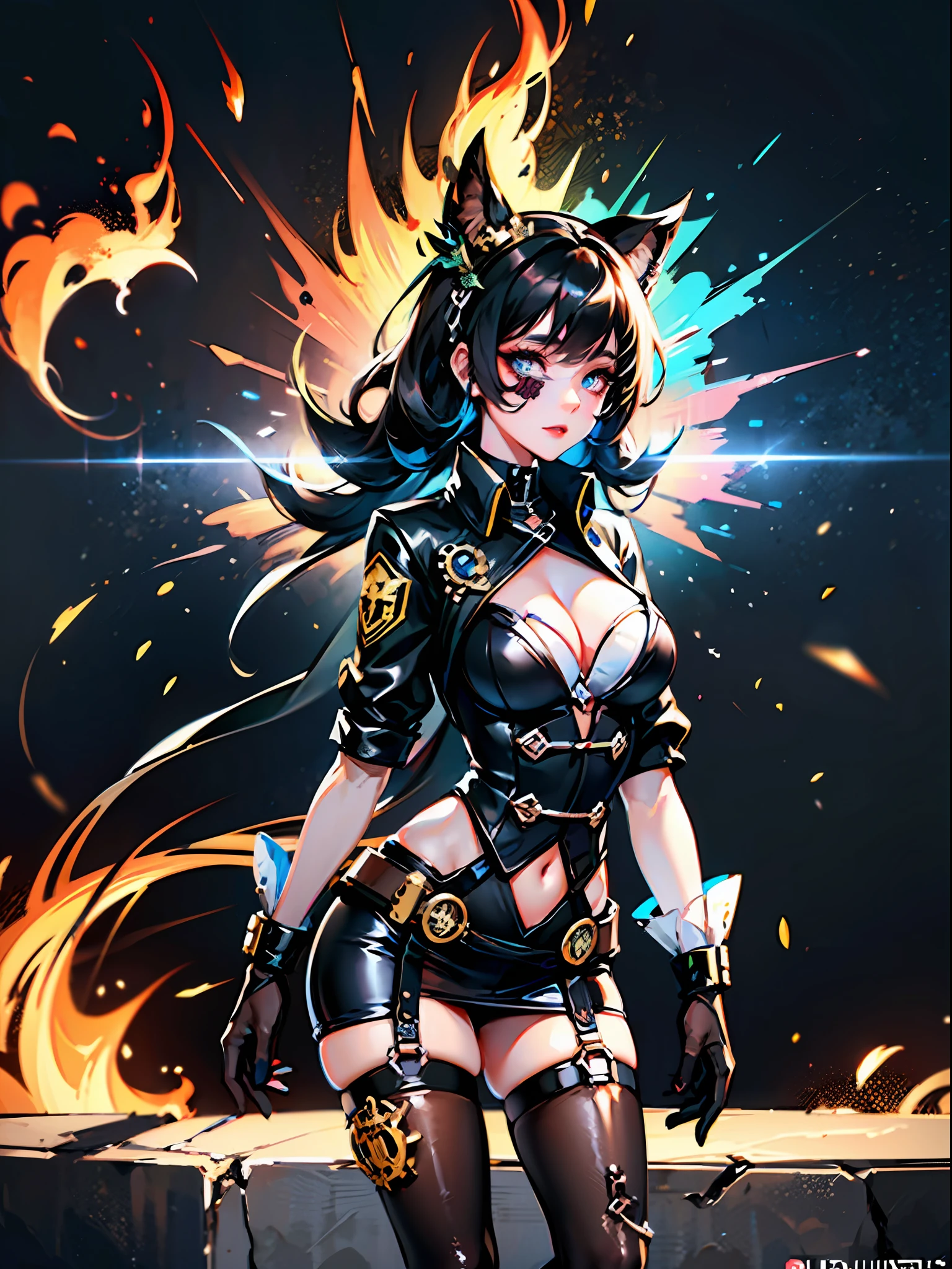 multiple images, embroidery, two people neon ice and glowing fire, collage, SFX, .raw, RTX, vfx, HDR, UHD, 12) ((( Cutesexybutts,Steampunk clothing
