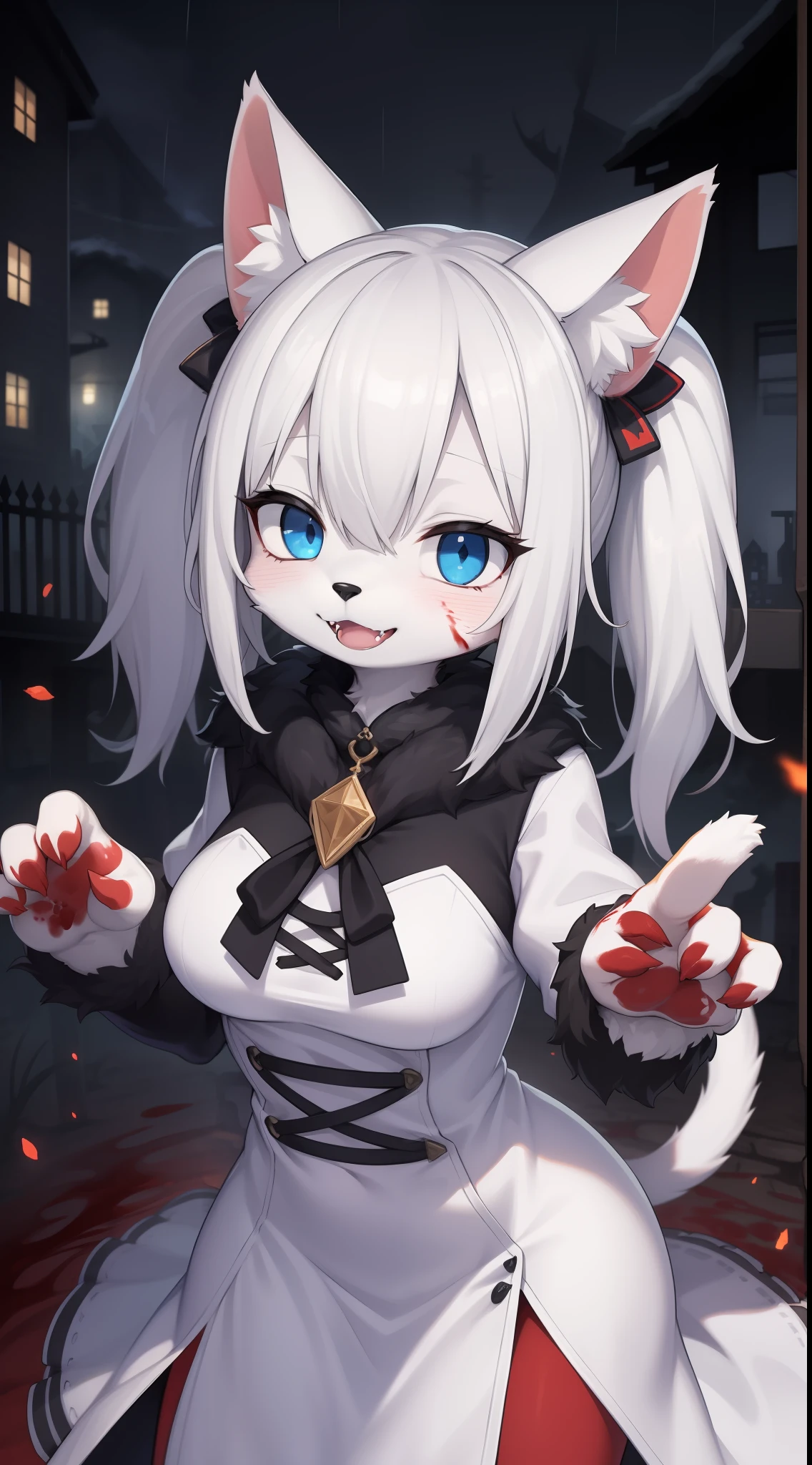 一只穿着白色衬衫的卡通猫女孩的特写- SeaArt AI, image size:1136x2048