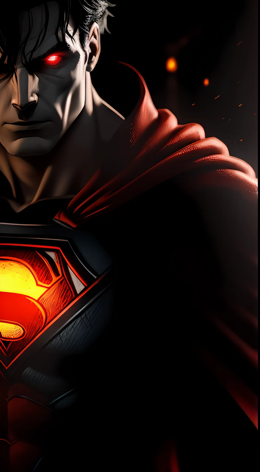 (Dark shot: 1.1), Epic Realistic, Red Lantern Superman in the dark with glowing eyes and glowing cape, soft cinematic light, Adobe Lightroom, photolab, HDR, intricated, Highly detailed, (dof: 1,4), hyper-detail (Artstation: 1,4), Cinematic, warm lights, Dramatic light (intricate detail: 1,1)