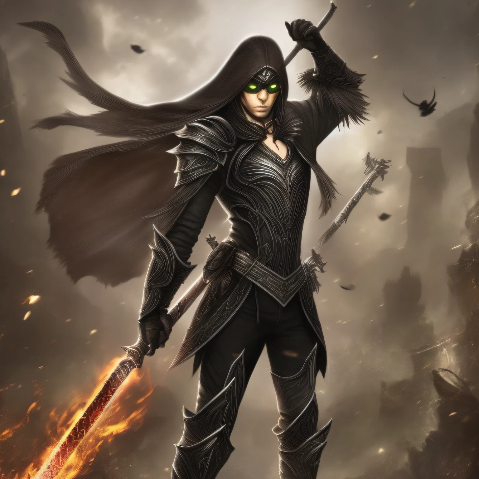 uma espada, ferro negro, fantasia, rpg
