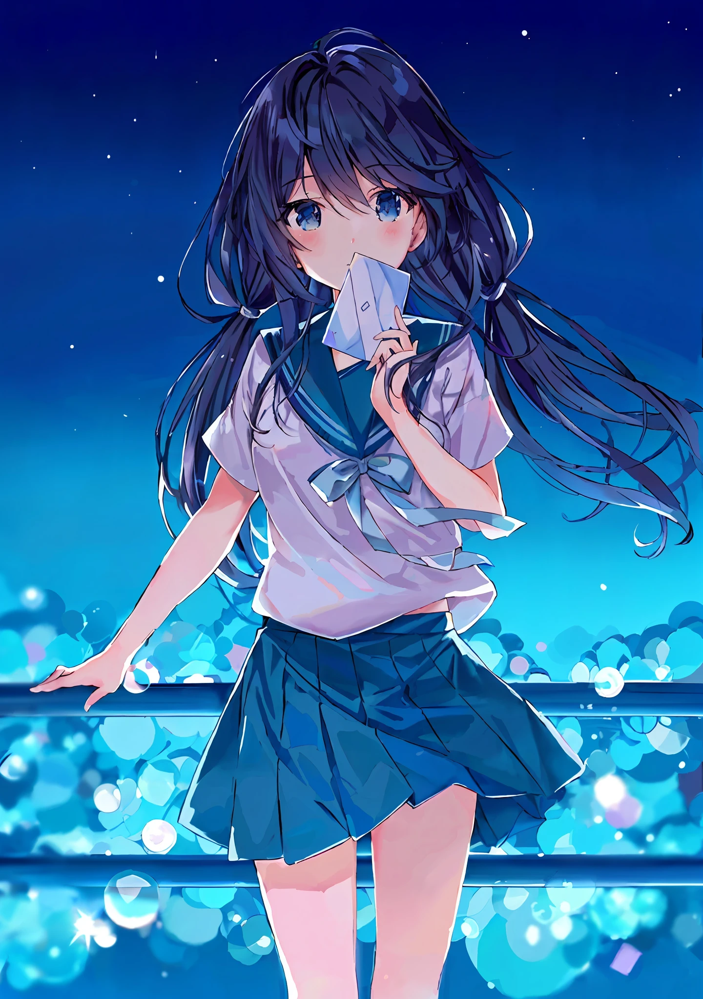 (animegirl:1.2),long length hair,White stockings,White envelope in hand,nightcore,Cute anime wallabies,Beautiful Anime High School Girls,4K beautiful anime girl,(Anime art wallpaper+anime girl desktop background:1.2),pretty anime girl,(Anime wallpaper 4k:0.9),light toned