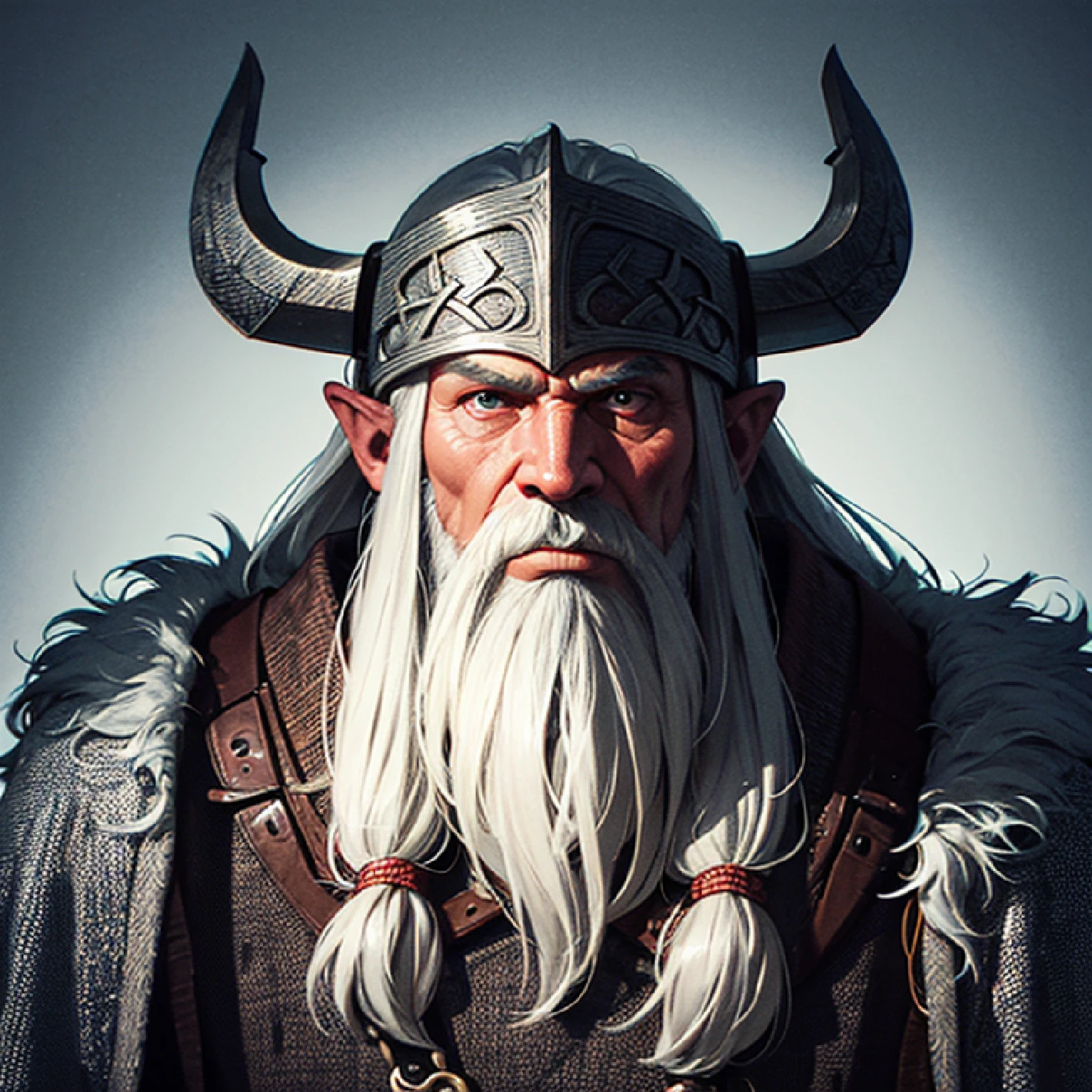 Viking man head with long beard, in PrintDesign Style