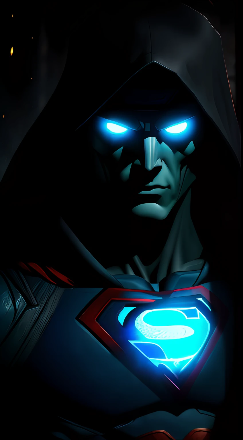 (Dark shot: 1.1), Epic Realistic, Blue Lantern Superman in the dark with glowing eyes and glowing cape, soft cinematic light, Adobe Lightroom, photolab, HDR, intricated, Highly detailed, (dof: 1,4), hyper-detail (Artstation: 1,4), Cinematic, warm lights, Dramatic light (intricate detail: 1,1)