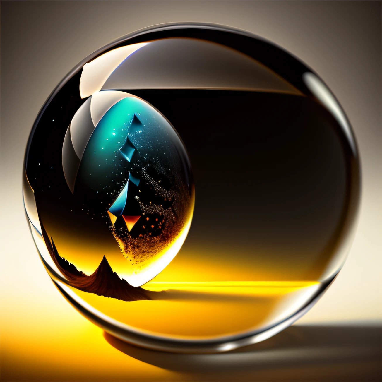 The Universe Ignited Inside a Crisp and Bright Crystal Ball, sobre fondo negro, ultrarrealista, 16K