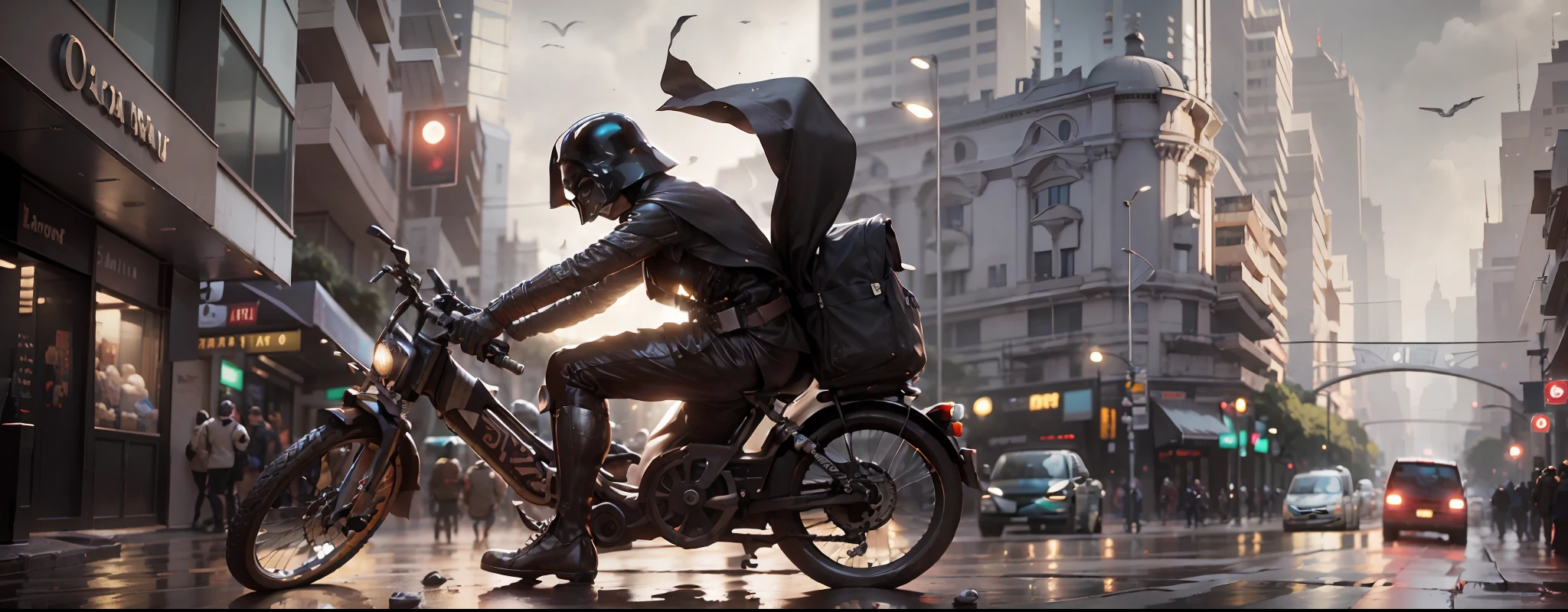 ((Pai Dardo)) perseguindo ((Lucas Skywalker)) de bicicleta na orla de ((Copacabana)), (Foto RAW, melhor qualidade), (realista, fotorrealista: 1.3), obra-prima, ultradetalhado, high-resolution, (best illustration), (melhor sombra), intrincado, 8k UHD, DSLR, alta qualidade