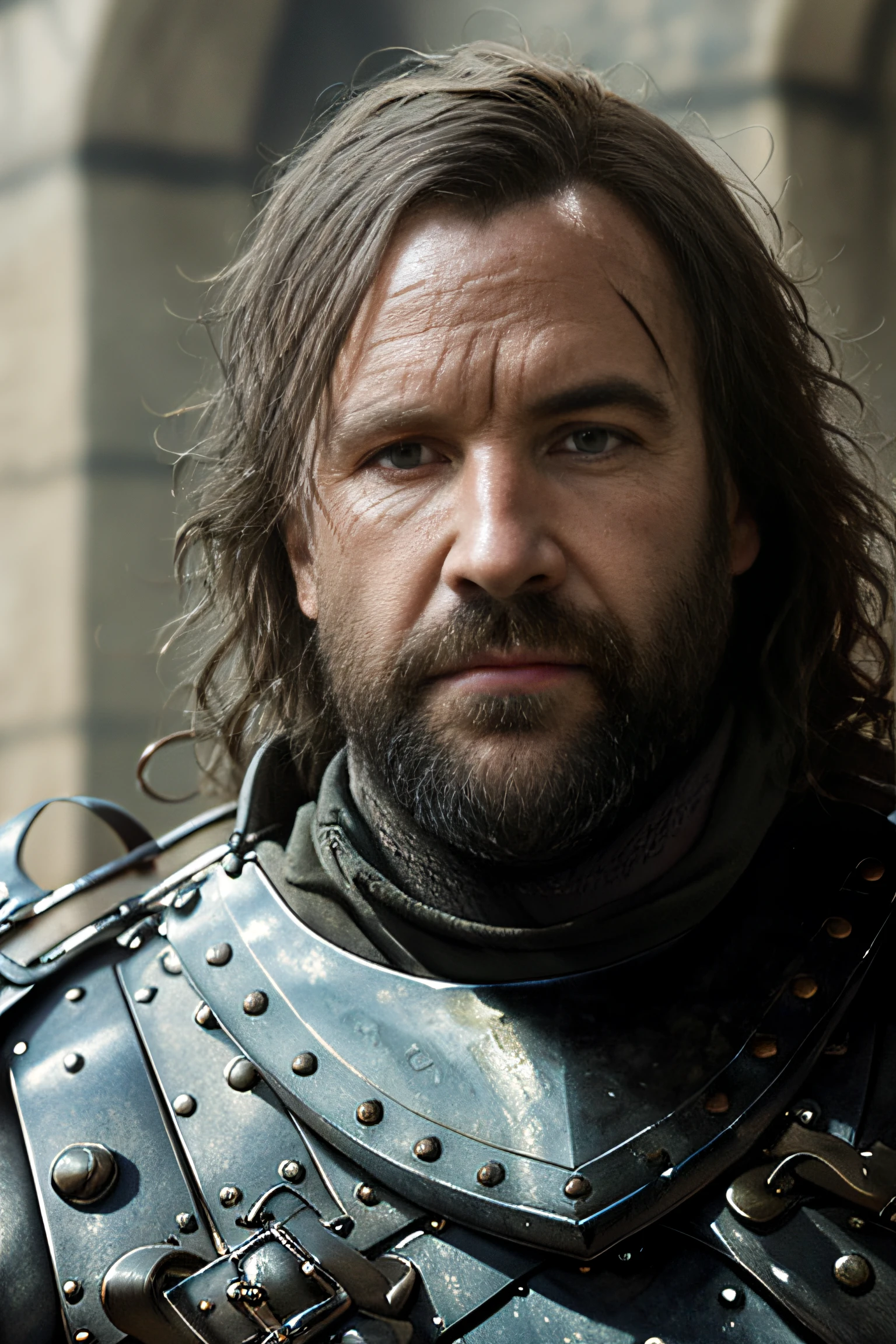 portrait photo of houndxx a medieval warrior in armor, in a prison in game of thrones, modelshoot style, (extremely detailed CG unity 8k wallpaper), photo of the most beautiful artwork in the world, professional photorealistic picture, NIKON, RAW, trending on ArtStation, trending on CGSociety, Intricate, High Detail, Sharp focus, dramatic, photorealistic painting art by midjourney and greg rutkowski