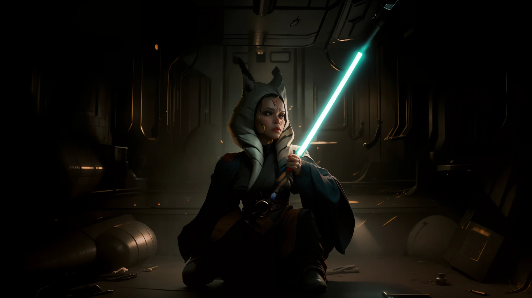Make her togruta species from star wars, realistic