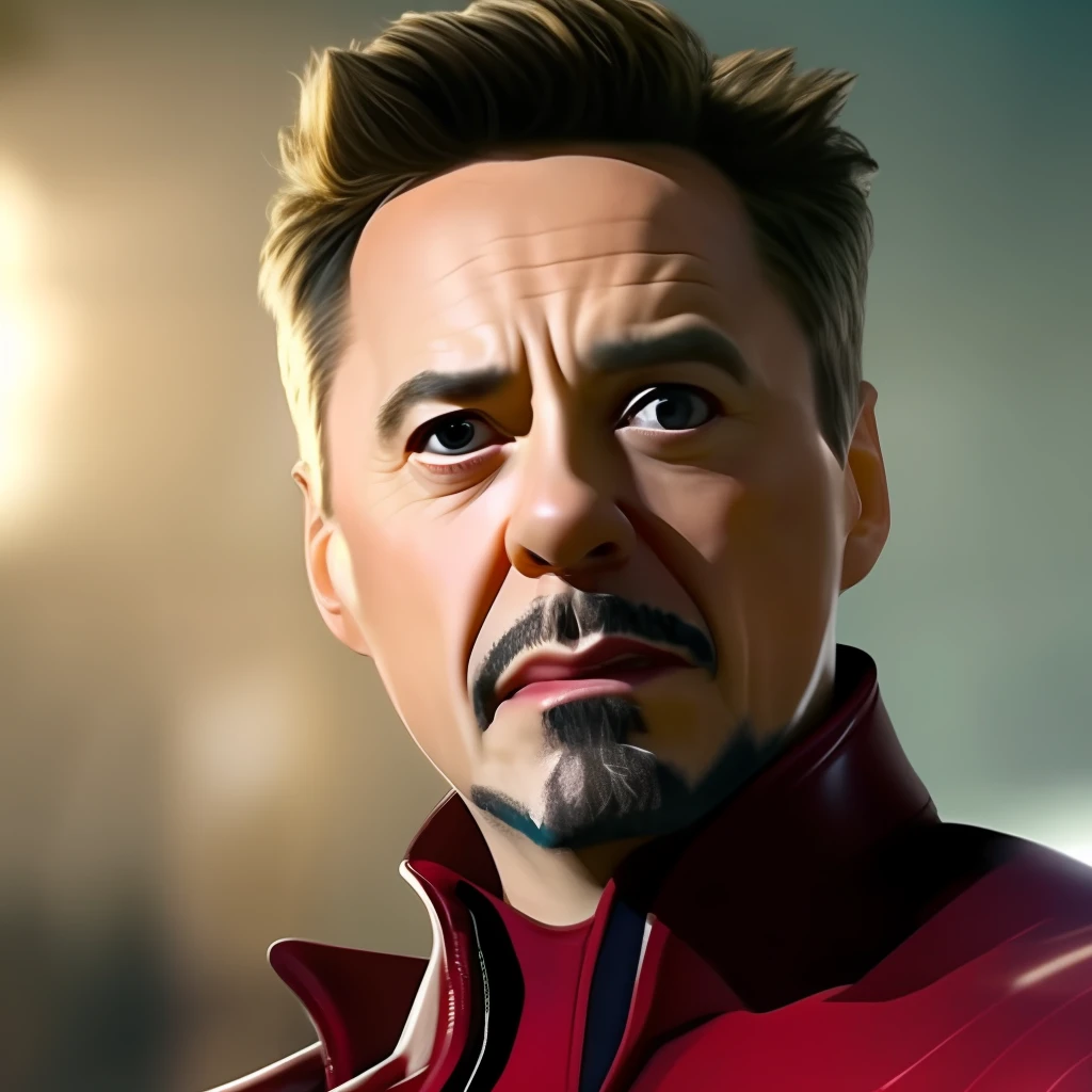 "prompt": "Describe the face of Robert Downey Jr.",
"context": "Robert Downey Jr.'s face is characterized by a unique blend of charm and ruggedness. He has a well-defined jawline that adds to the masculinity and strength of his facial features. His eyes are expressive and often described as soulful, with a twinkle that exudes charisma. Robert Downey Jr. has thick, well-groomed eyebrows that perfectly frame his eyes and contribute to his overall intense and magnetic gaze. His lips are naturally full and often accentuated by his charismatic smile. His nose has a distinctive shape that adds to the character of his face. Robert Downey Jr.'s complexion is usually described as warm and vibrant, giving him a youthful and energetic appearance. His face showcases a blend of angular and softer features, creating a unique balance that is both alluring and approachable. Robert Downey Jr.'s face has become iconic in the world of entertainment, symbolizing a blend of talent, charm, and undeniable magnetism, with the use of negative space."