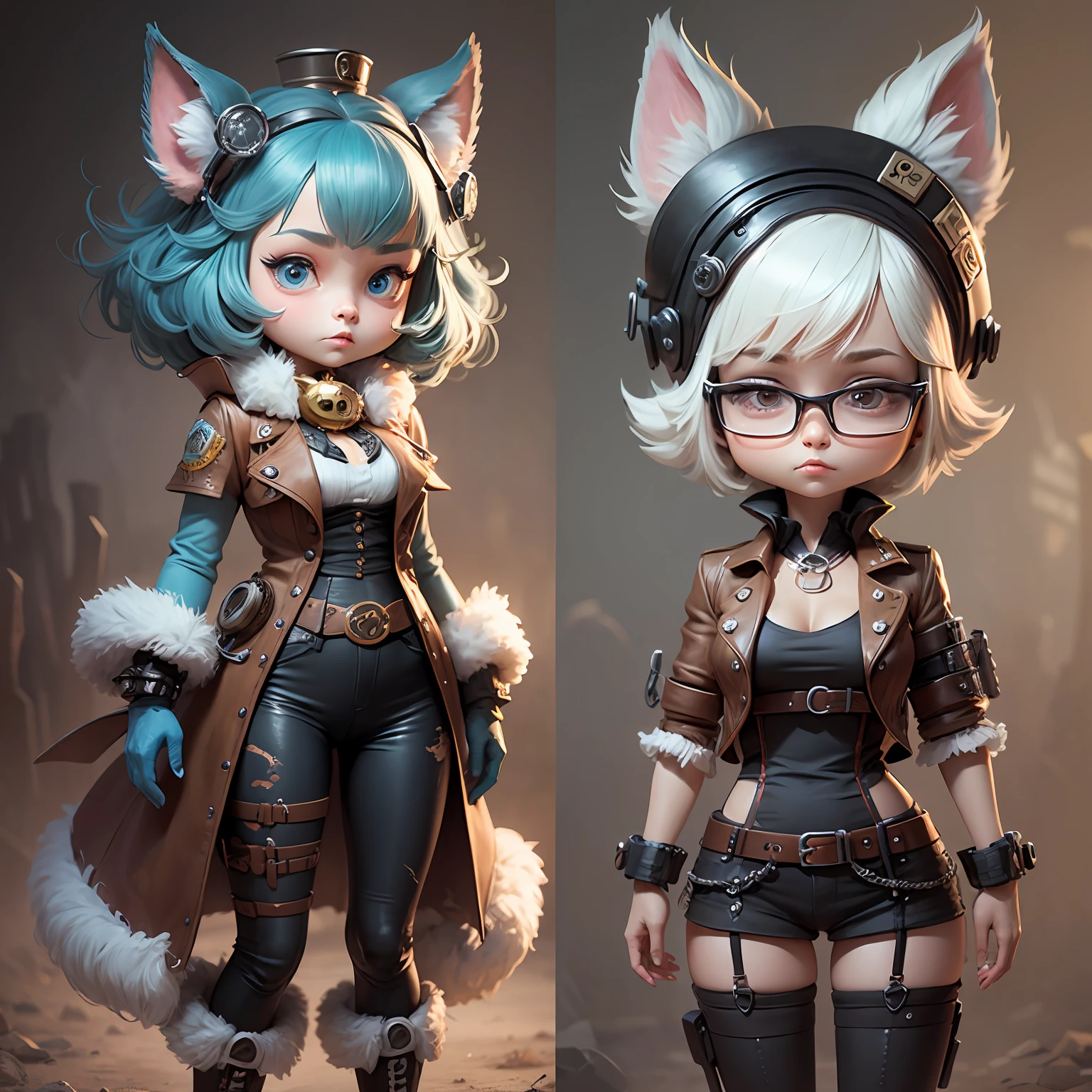 Fantz cartoon (creature:0.5)|(poodle:0.5) design, ultra detailed, random colors, steampunk and punk costume,