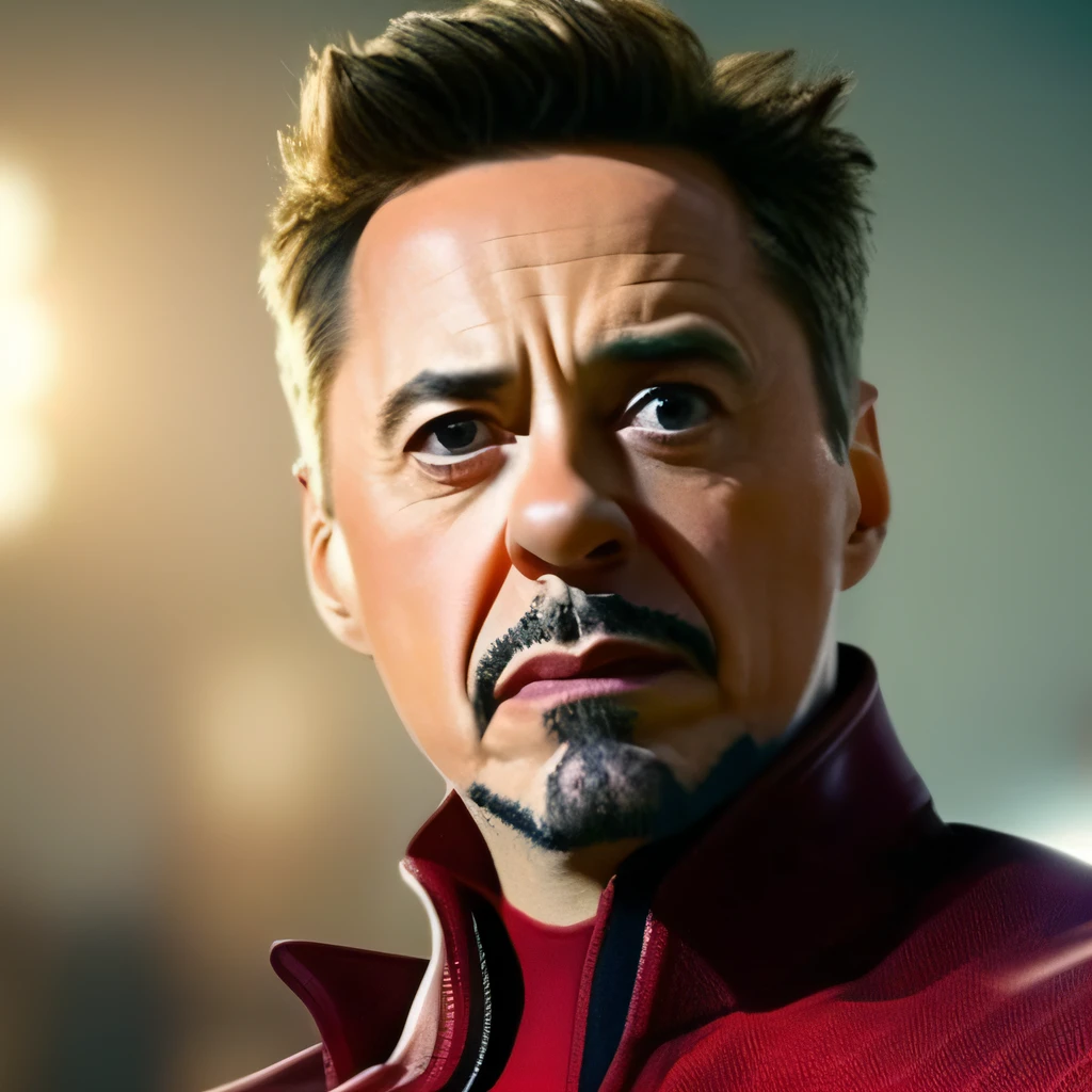 "prompt": "Describe the face of Robert Downey Jr.",
"context": "Robert Downey Jr.'s face is characterized by a unique blend of charm and ruggedness. He has a well-defined jawline that adds to the masculinity and strength of his facial features. His eyes are expressive and often described as soulful, with a twinkle that exudes charisma. Robert Downey Jr. has thick, well-groomed eyebrows that perfectly frame his eyes and contribute to his overall intense and magnetic gaze. His lips are naturally full and often accentuated by his charismatic smile. His nose has a distinctive shape that adds to the character of his face. Robert Downey Jr.'s complexion is usually described as warm and vibrant, giving him a youthful and energetic appearance. His face showcases a blend of angular and softer features, creating a unique balance that is both alluring and approachable. Robert Downey Jr.'s face has become iconic in the world of entertainment, symbolizing a blend of talent, charm, and undeniable magnetism, with the use of negative space."