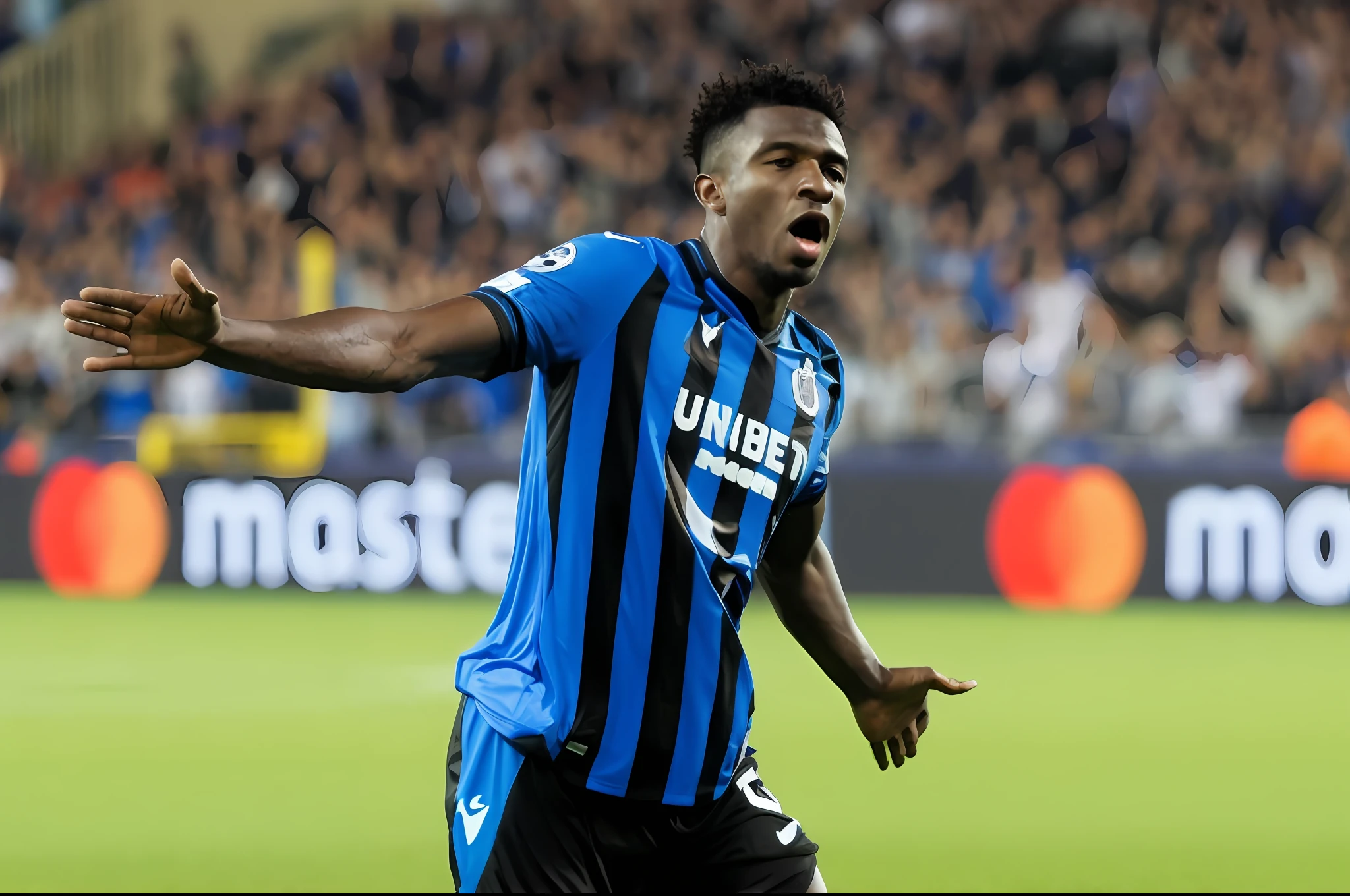 Jogador de futebol com uniforme azul e preto comemorando gol, Nico Delort, Celebrando, alphonse muca, destacar, uma obra-prima impressionante, ossudo, Directed by: Jacob van Utrecht, Manuel Sanjulianblue, Directed by: Emanuel Büchel, Chambliss Giobbi, Daverapoza, esquema azul e preto, Emmanuel Shiru, Obra-prima maravilhosa, Gustav, absolutamente